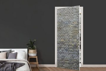 MuchoWow Türtapete Wand - Ziegel - Grau, Matt, bedruckt, (1 St), Fototapete für Tür, Türaufkleber, 75x205 cm