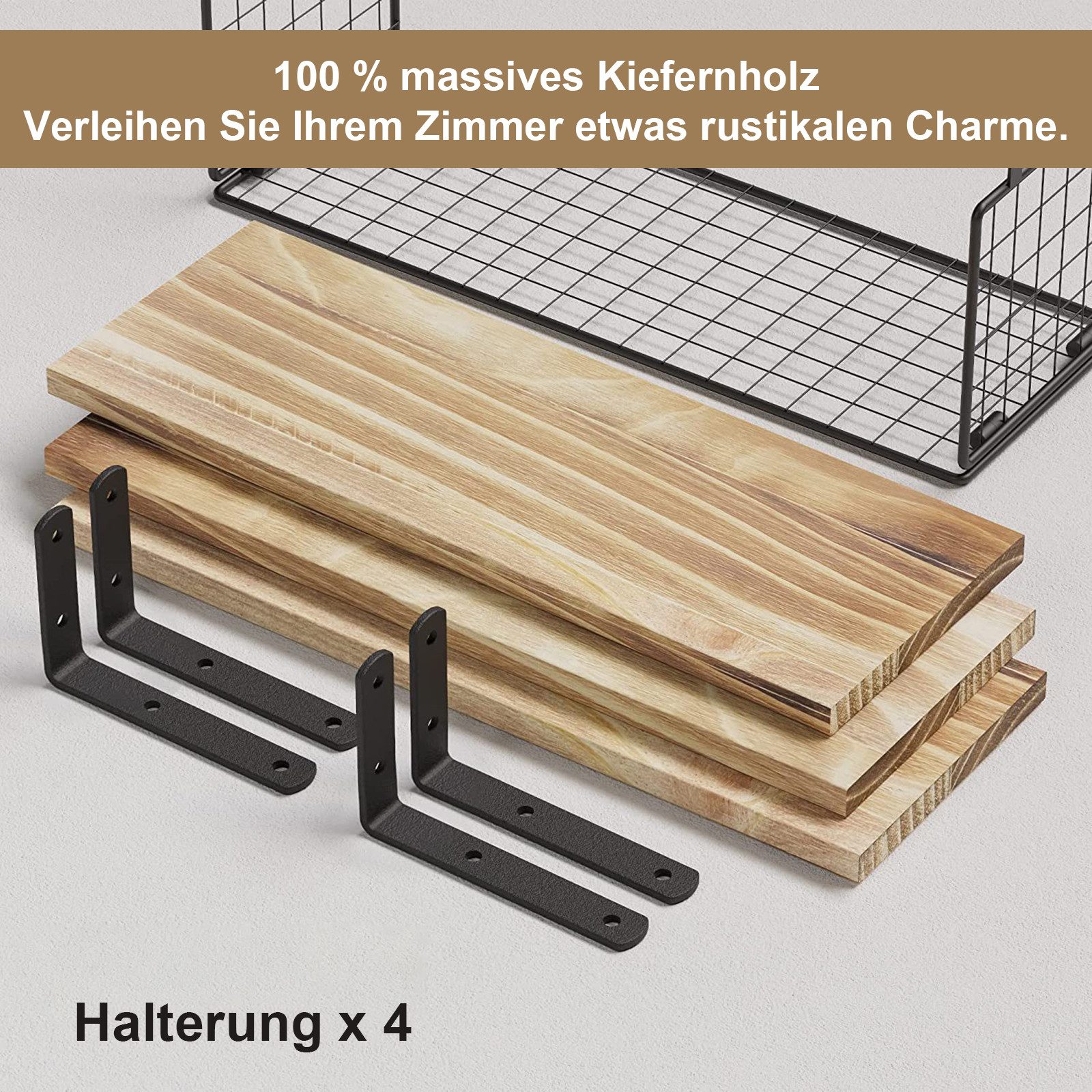 MODFU Wandregal 3+1 Set Wandregale Schweberegal Hängeregal Wand Regal Holz, günstig online kaufen