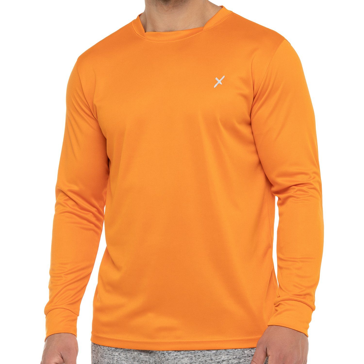 CFLEX Trainingsshirt Sport Herren Fitness Shirt Langarm, Longsleeve, Quickdry Piqué Orange
