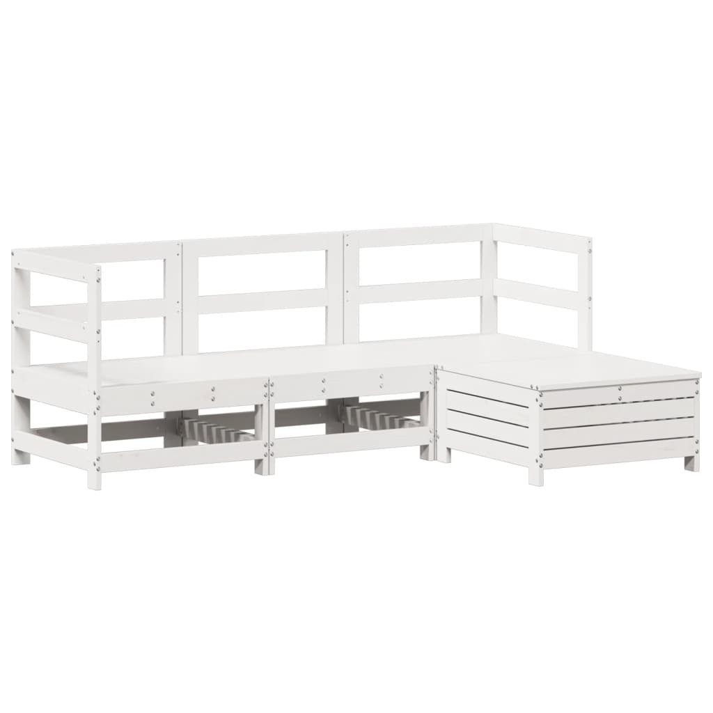 vidaXL Gartenlounge-Set 4-tlg. Garten-Sofagarnitur Weiß Massivholz günstig online kaufen
