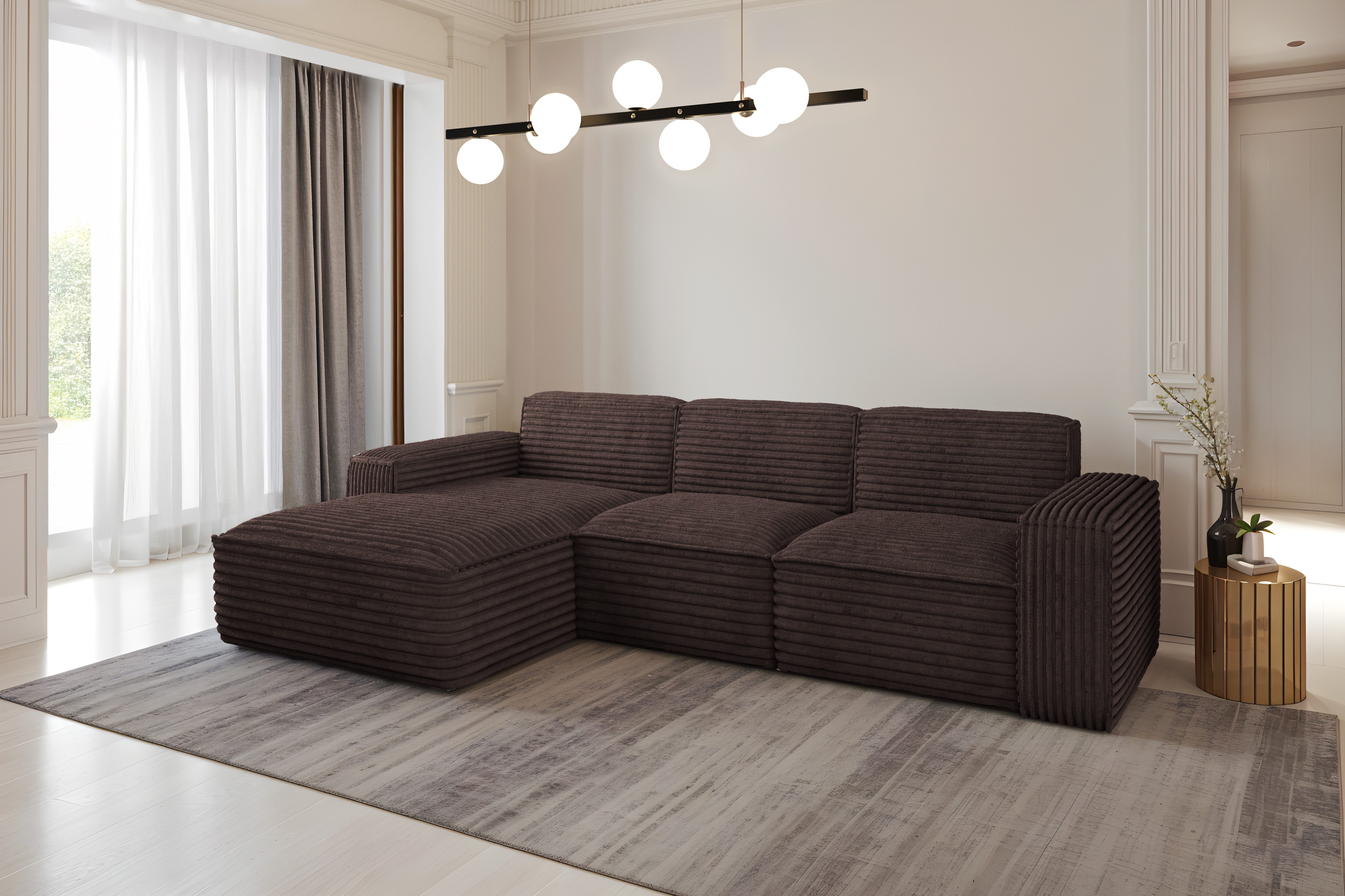 Kaiser Möbel Ecksofa Eckcouch SIENA L-Form, Stoff Poso/Salvador/Maloy/Artico/Velo, Einzelsofa, Bequem, originelles Design, praktisch, viele Farben