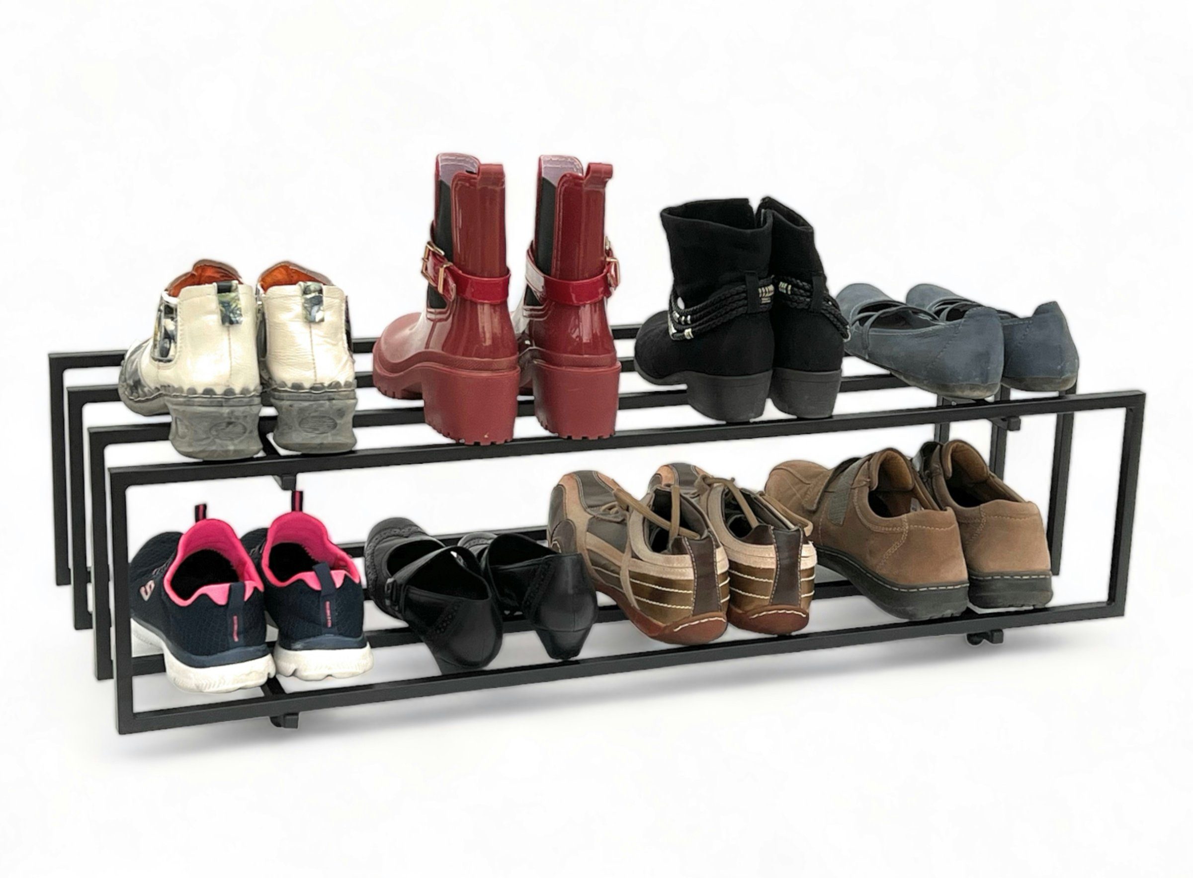 DanDiBo Schuhbank Schuhregal Metall Schwarz 2 Ebenen 96549 Schuhständer Modern