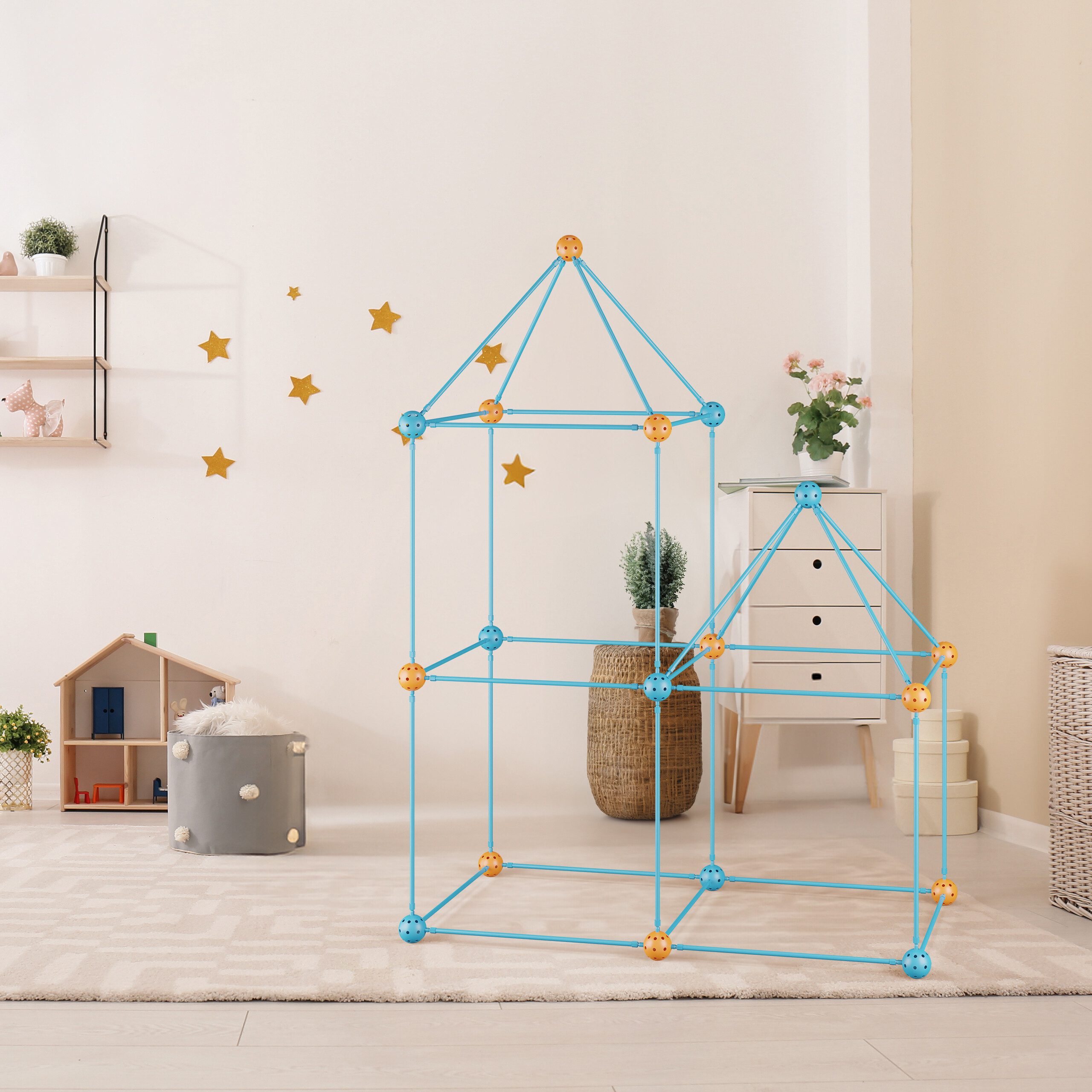 relaxdays Spielzelt DIY Konstruktionsspielzeug Höhle bauen (85-tlg) günstig online kaufen