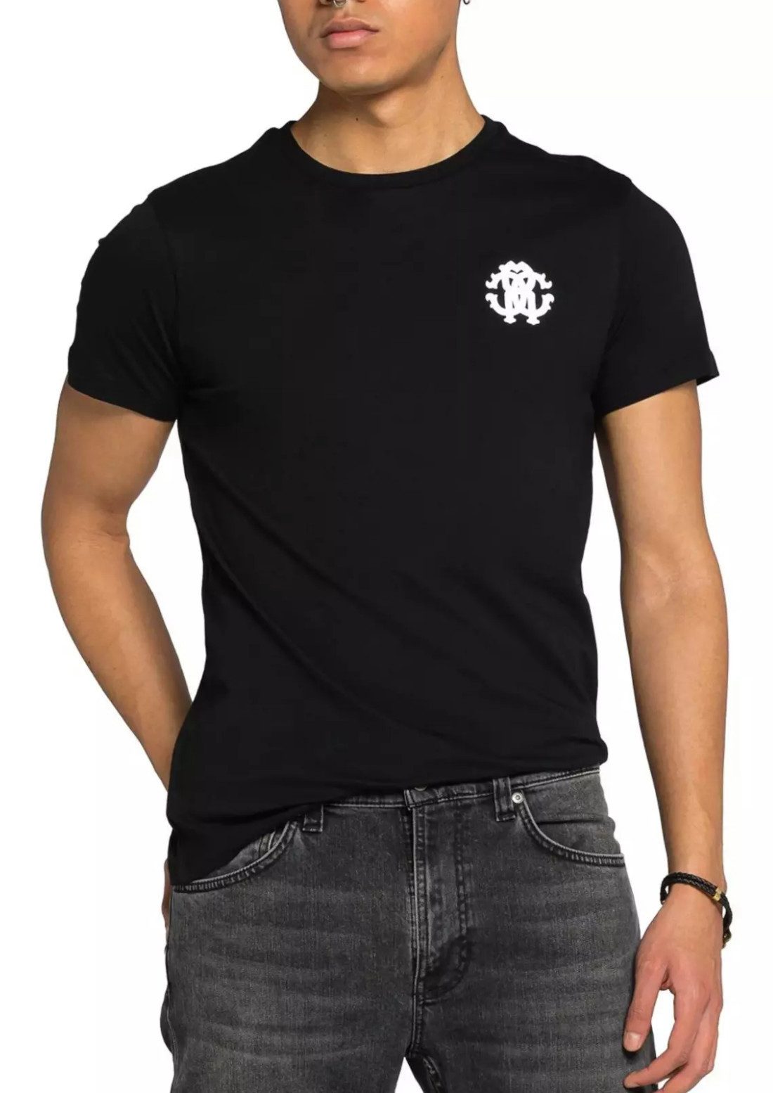 roberto cavalli T-Shirt Firenze Tiger Logo Print Slim Fit RC-Monogramm und Tiger-Print auf der Brust