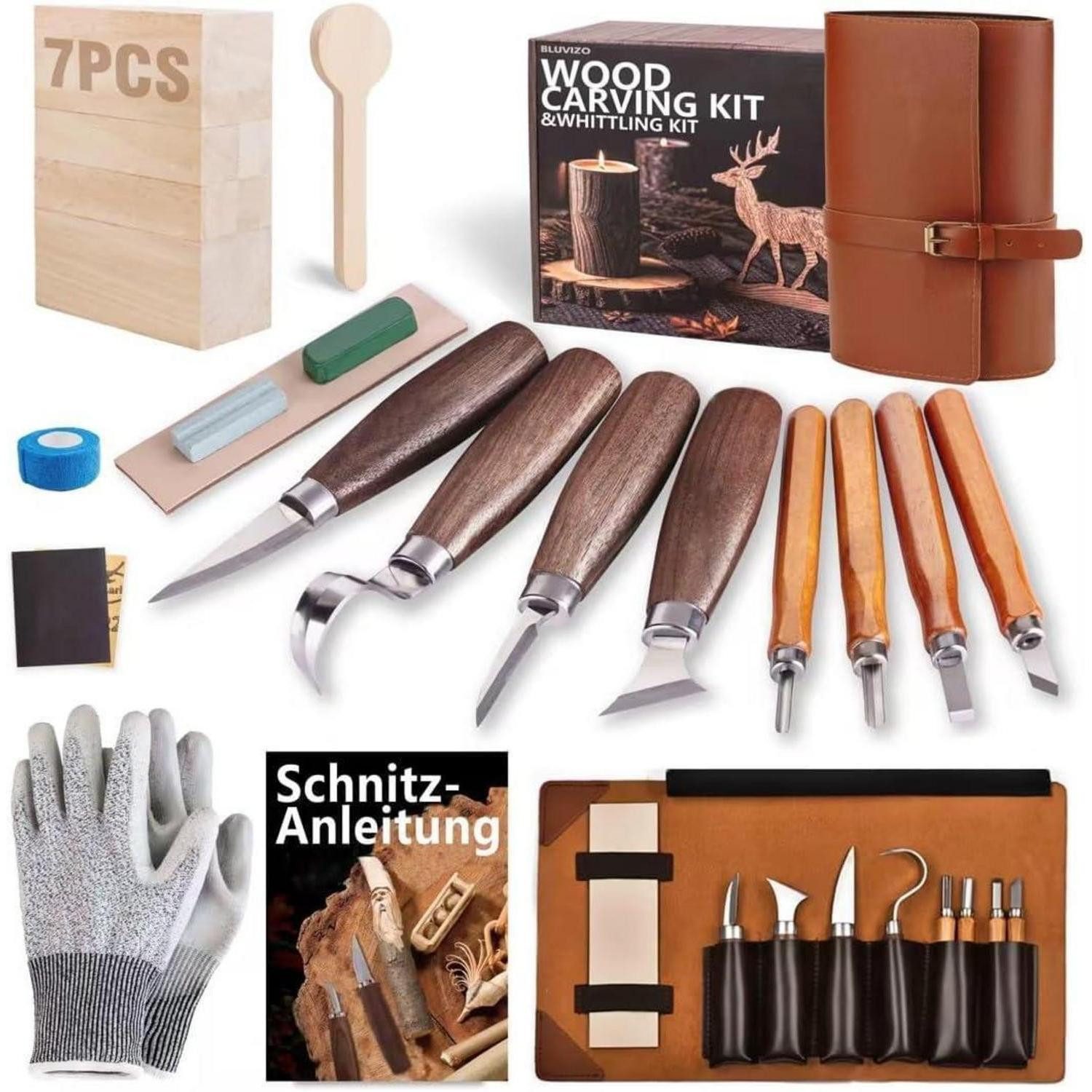 LuxusKollektion Cuttermesser Schnitzset 25teilig Schnitzmesser Anfänger Lin günstig online kaufen