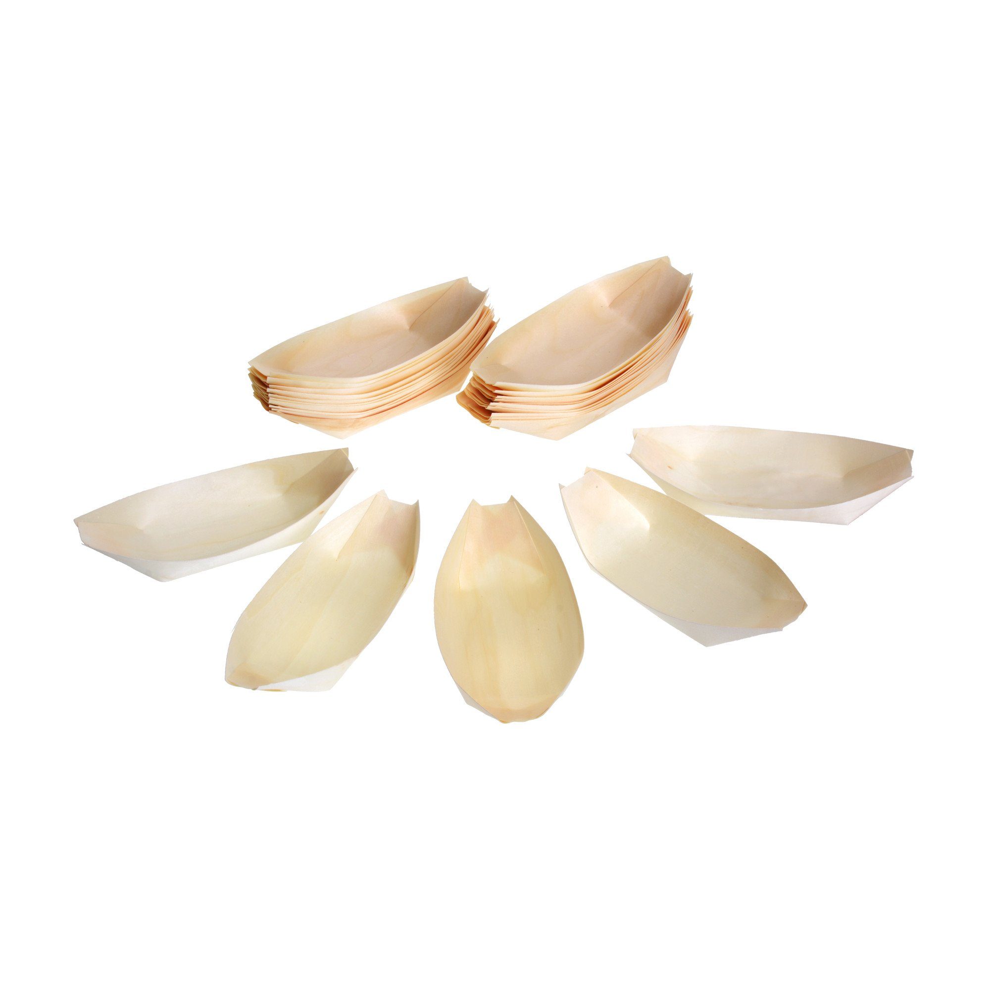 GRÄWE Einwegschale GRÄWE Schiffchen 25 Stück Naturholz 17 cm unbehandelt, Kiefer