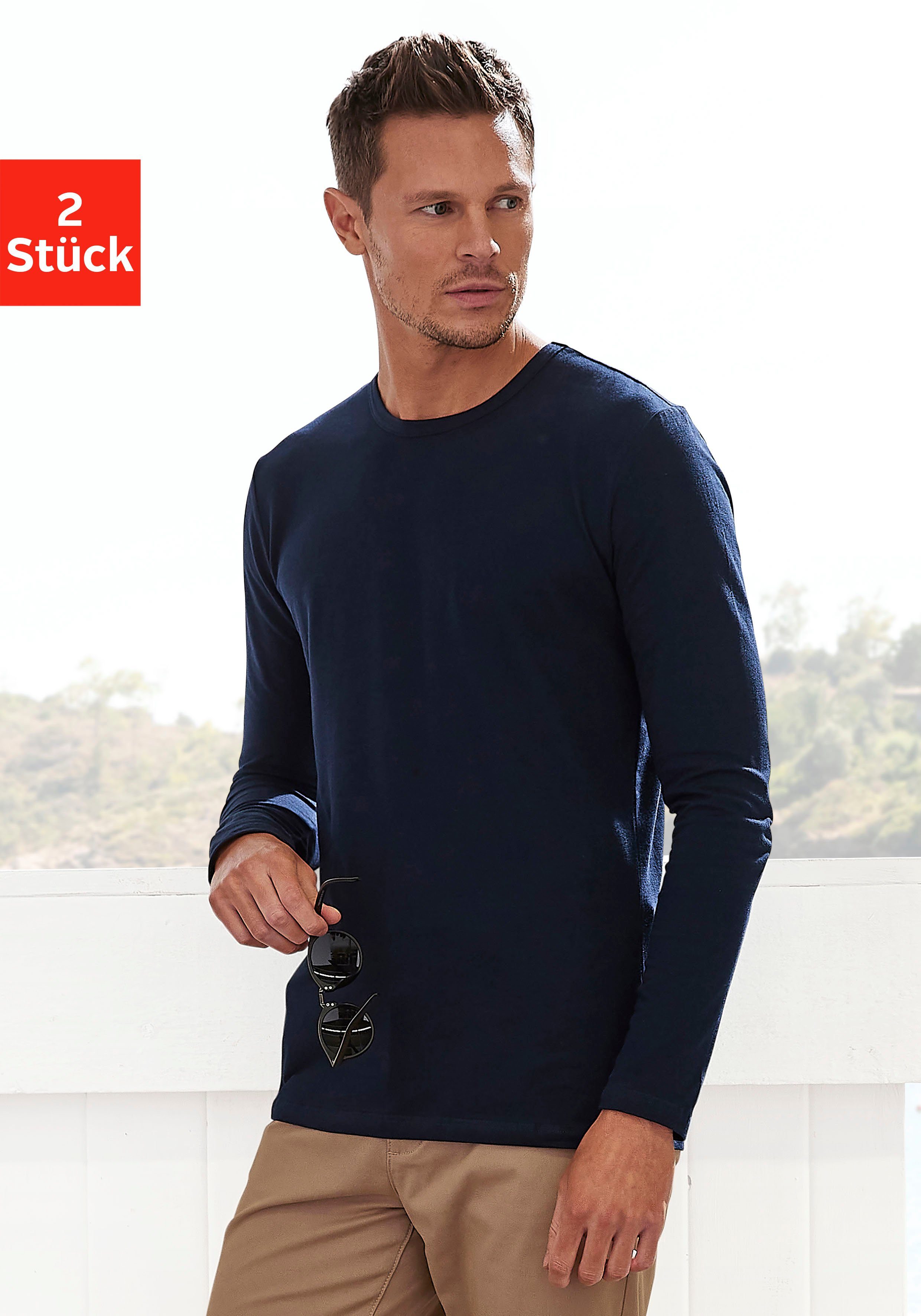 H.I.S Langarmshirt, (Packung, 2er-Pack), Doppelpack Unterziehshirt aus Baum günstig online kaufen