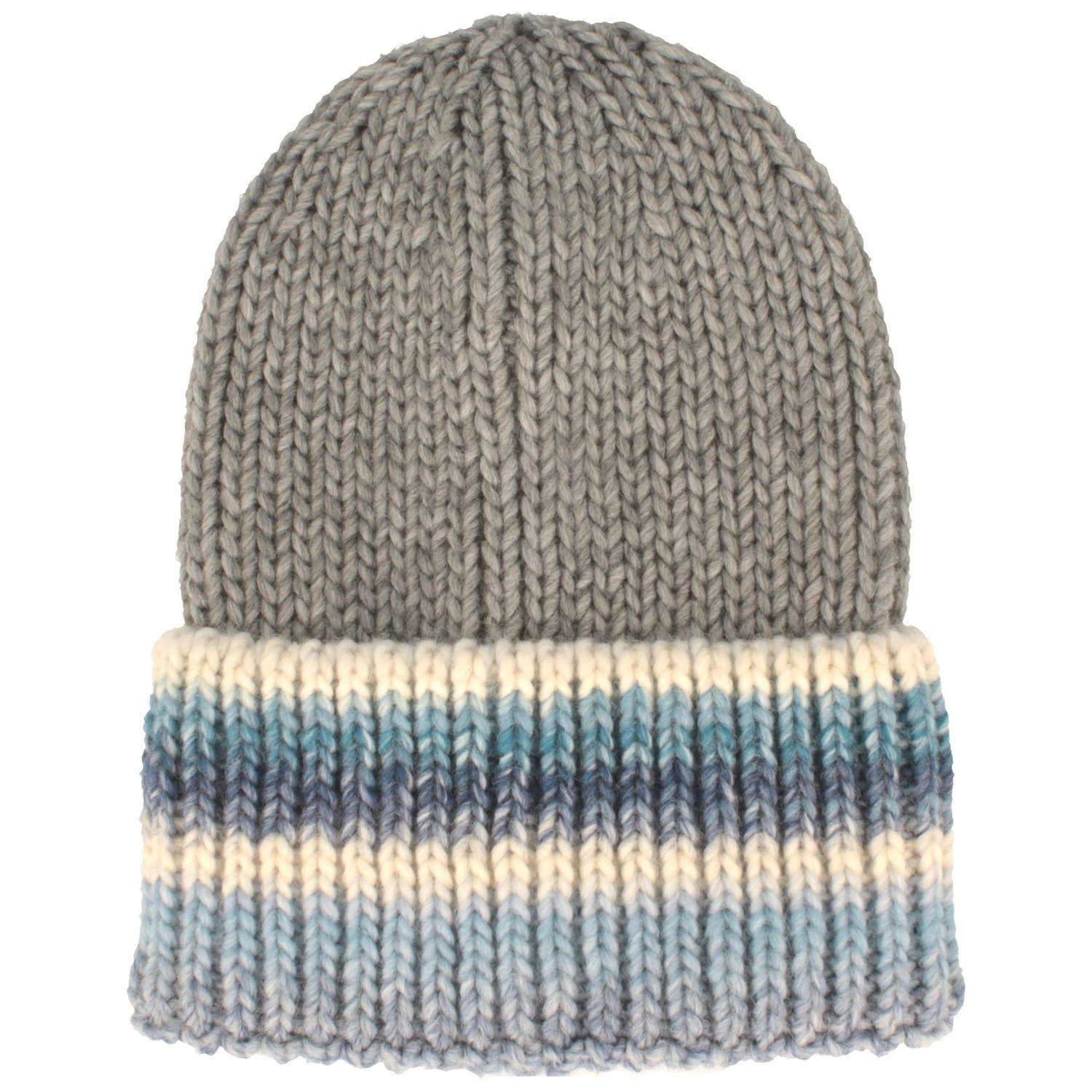 Breiter Strickmütze Mehrfarbig gestreifte Strickmütze aus Rippstrick