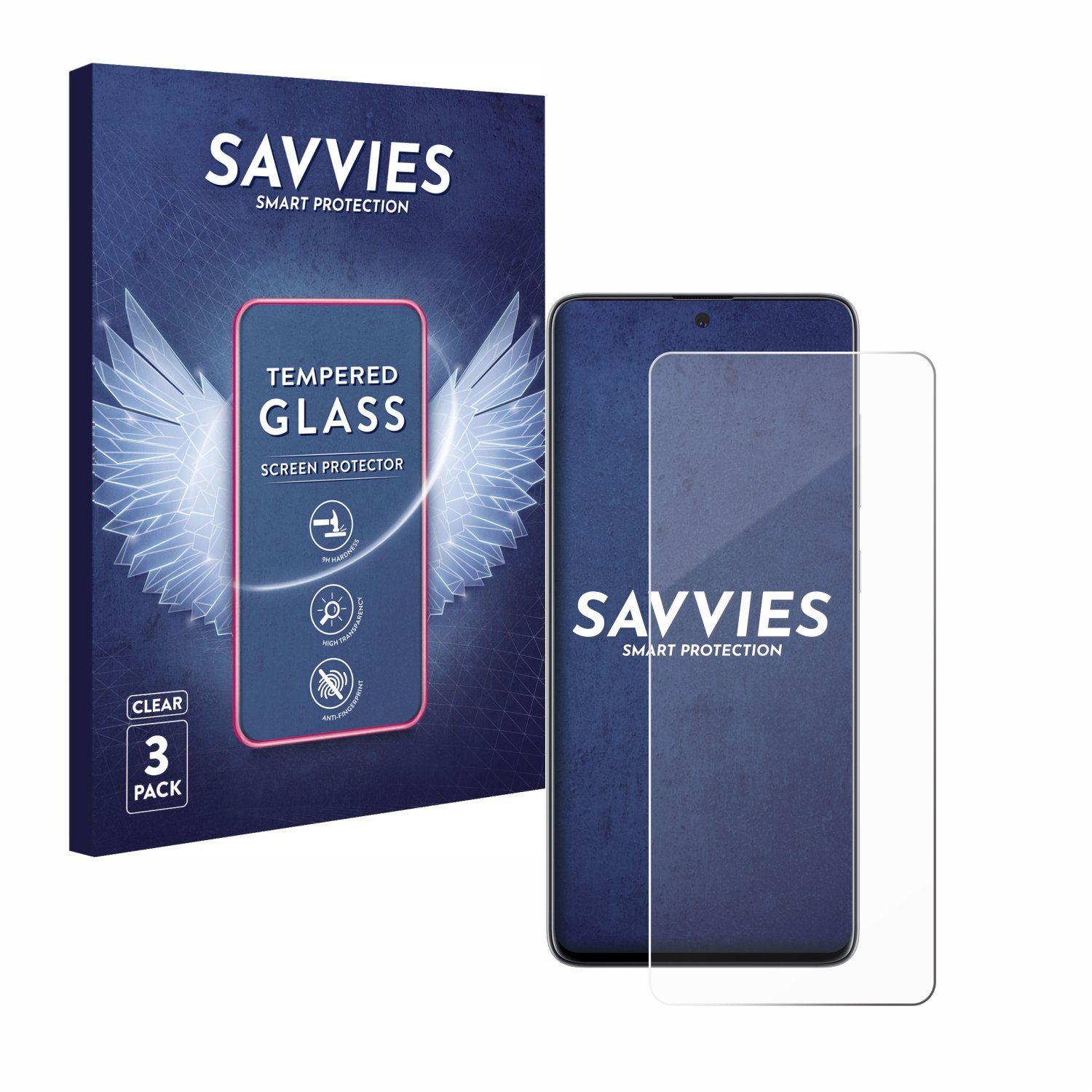 Savvies Panzerglas für Samsung Galaxy A51, Displayschutzglas, 3 Stück,  Schutzglas Echtglas 9H Härte klar Anti-Fingerprint