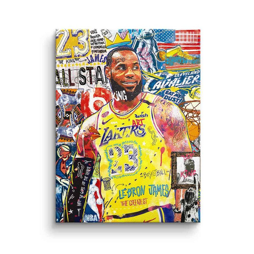 DOTCOMCANVAS® Leinwandbild, LeBron James Leinwandbild Lakers Basketball Pop Art Collage Porträt ohne Rahmen