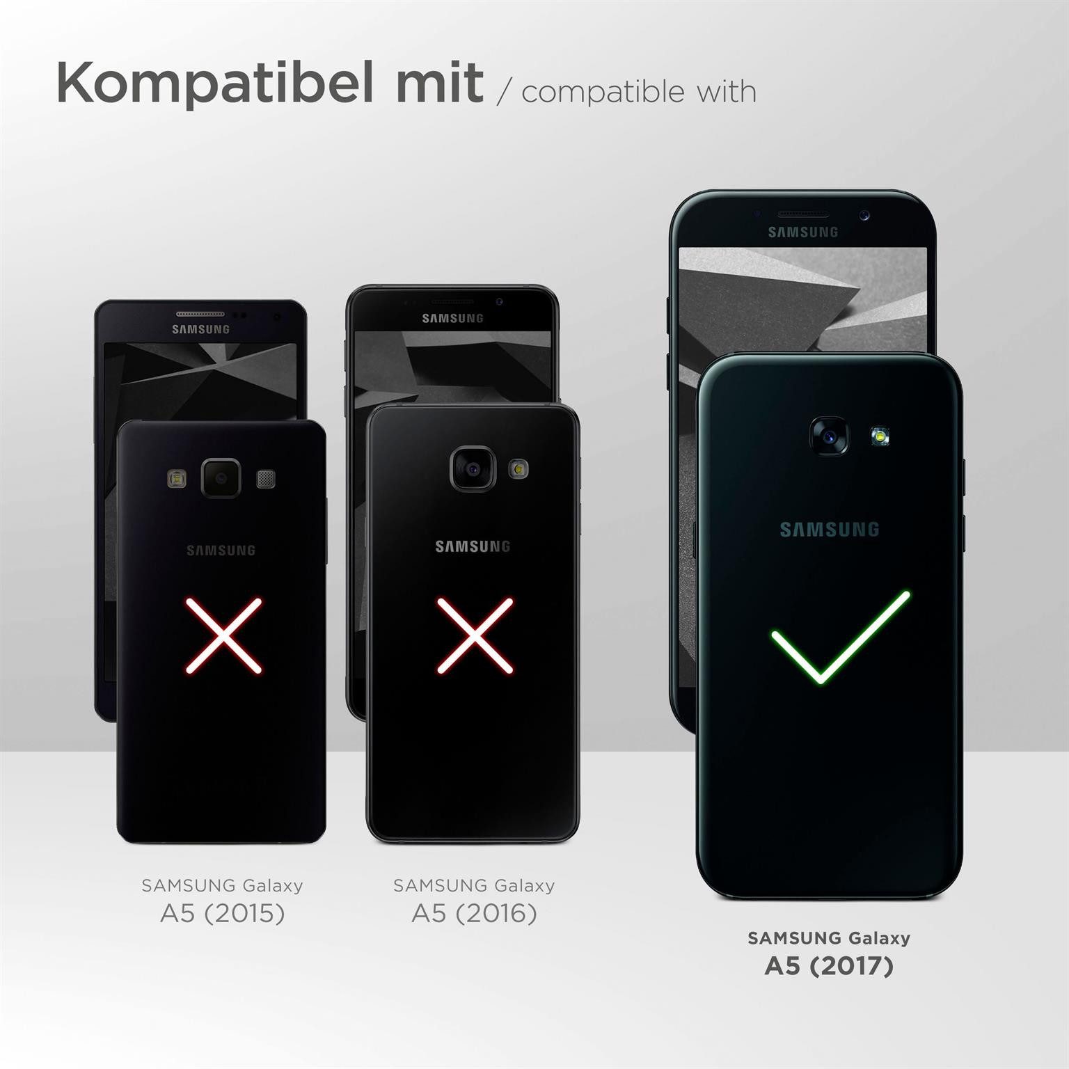 ONEFLOW Handyhülle für Samsung Galaxy A5 (2017) Premium Hülle Business Cover Blau 5,2 Zoll, 360 Grad Schutzhülle Flip Case Etui Klapphülle Dünn Leder Handy Tasche
