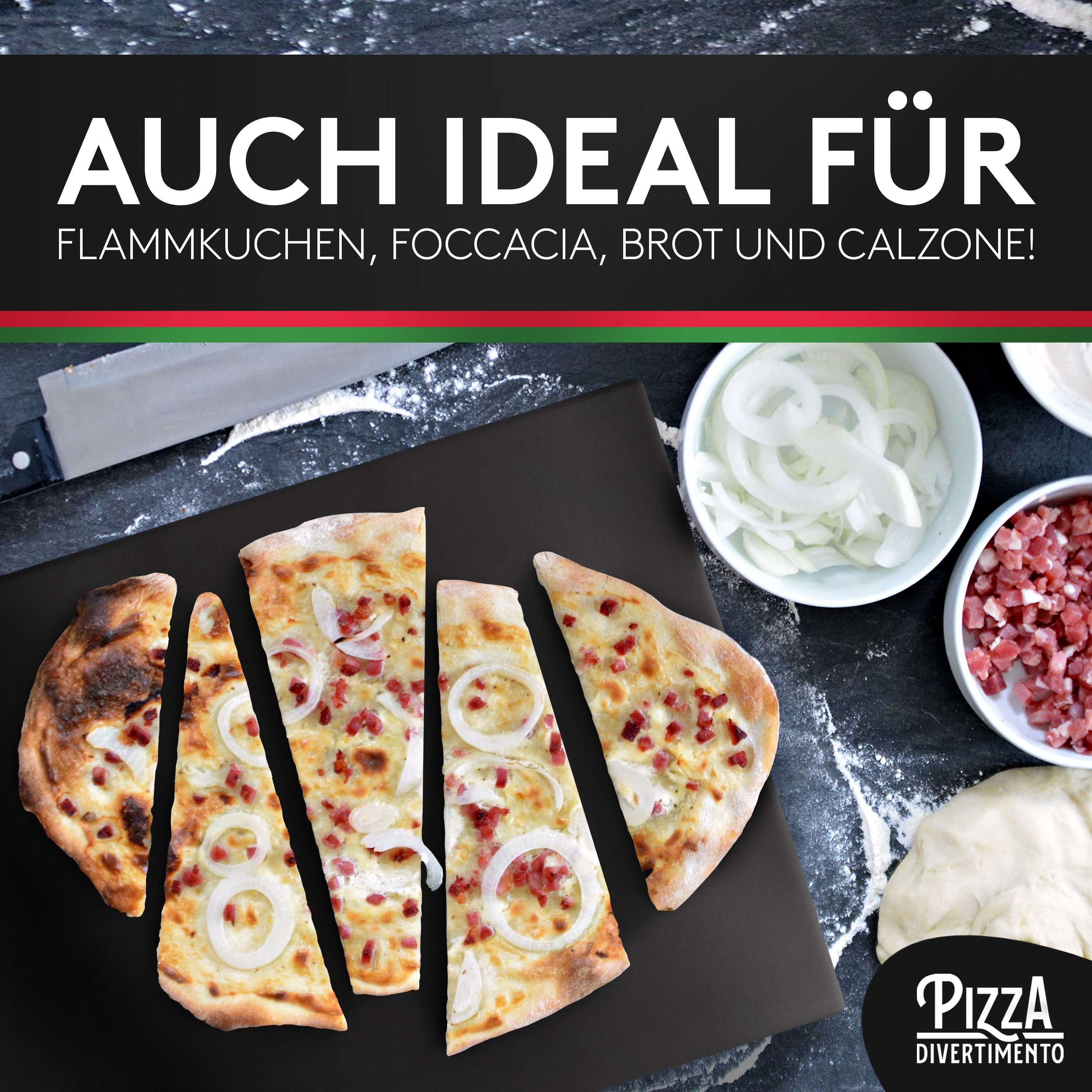 Pizzastein Pizza und Backofen Gasgrill, für Anti-Haft-Beschichtung Pizza Pizzastein Divertimento - Divertimento