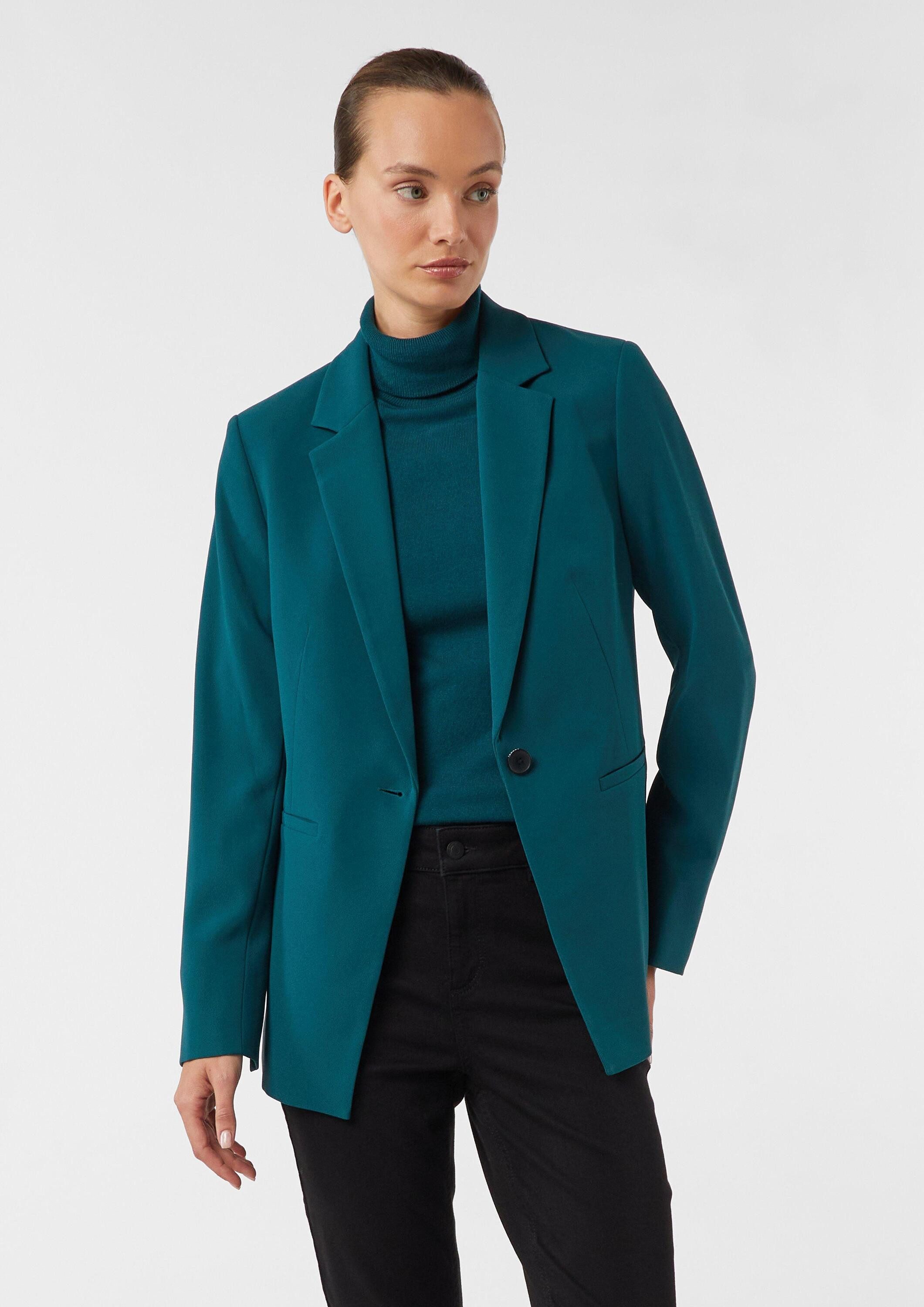comma Jackenblazer Indoor-Blazer Langer Blazer aus Crêpe im Relaxed Fit