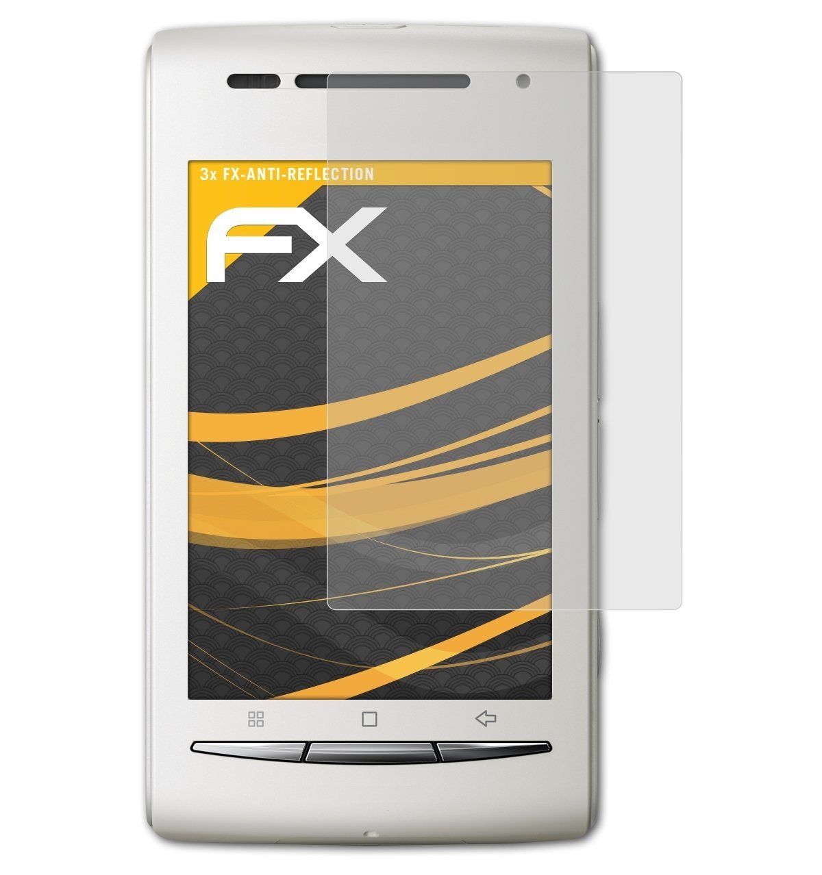 atFoliX Schutzfolie für Sony-Ericsson Xperia X8, (3 Folien), Entspiegelnd  und stoßdämpfend