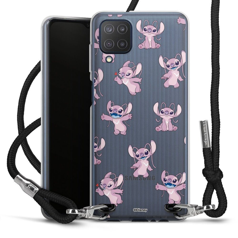 DeinDesign Handyhülle Lilo & Stitch Engel Disney Angel Faces Pattern Transparent, Samsung Galaxy M12 Handykette Hülle mit Band Case zum Umhängen