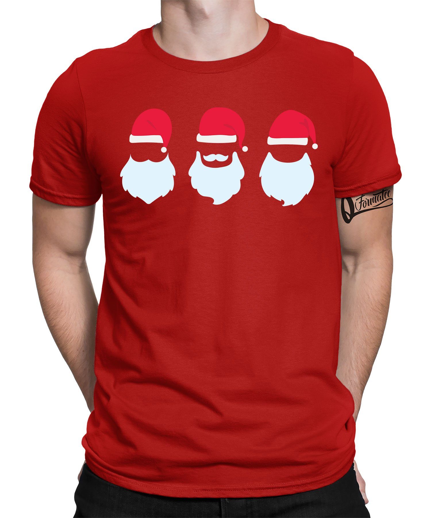 Quattro Formatee Kurzarmshirt Weihnachtsmann Xmas - Weihnachten Nikolaus Weihnachtsgeschenk Herren (1-tlg) Rot