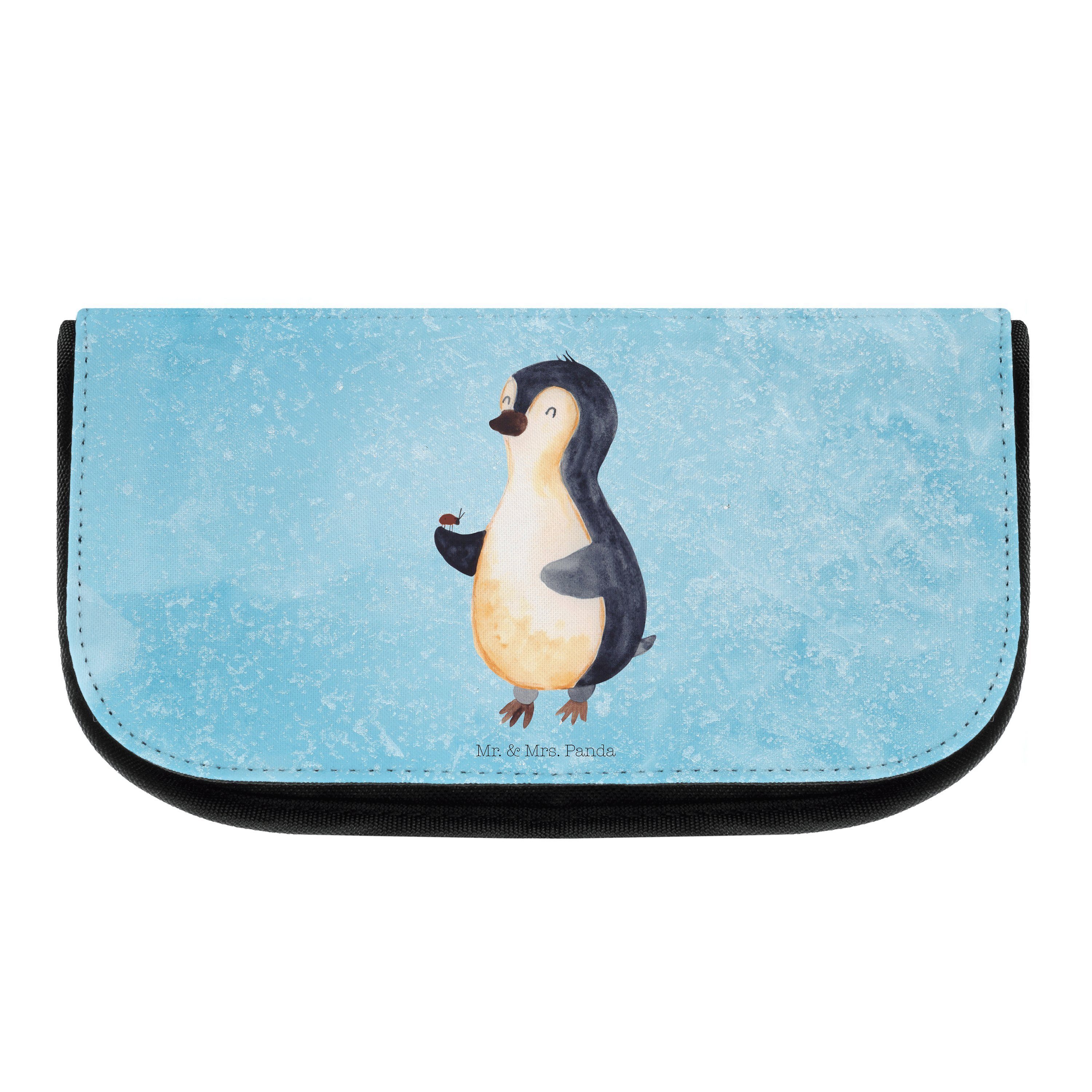 Mr. & Mrs. Panda Kosmetiktasche Pinguin Marienkäfer - Eisblau - Geschenk, Schminktasche, Glück, Kultu (1-tlg)