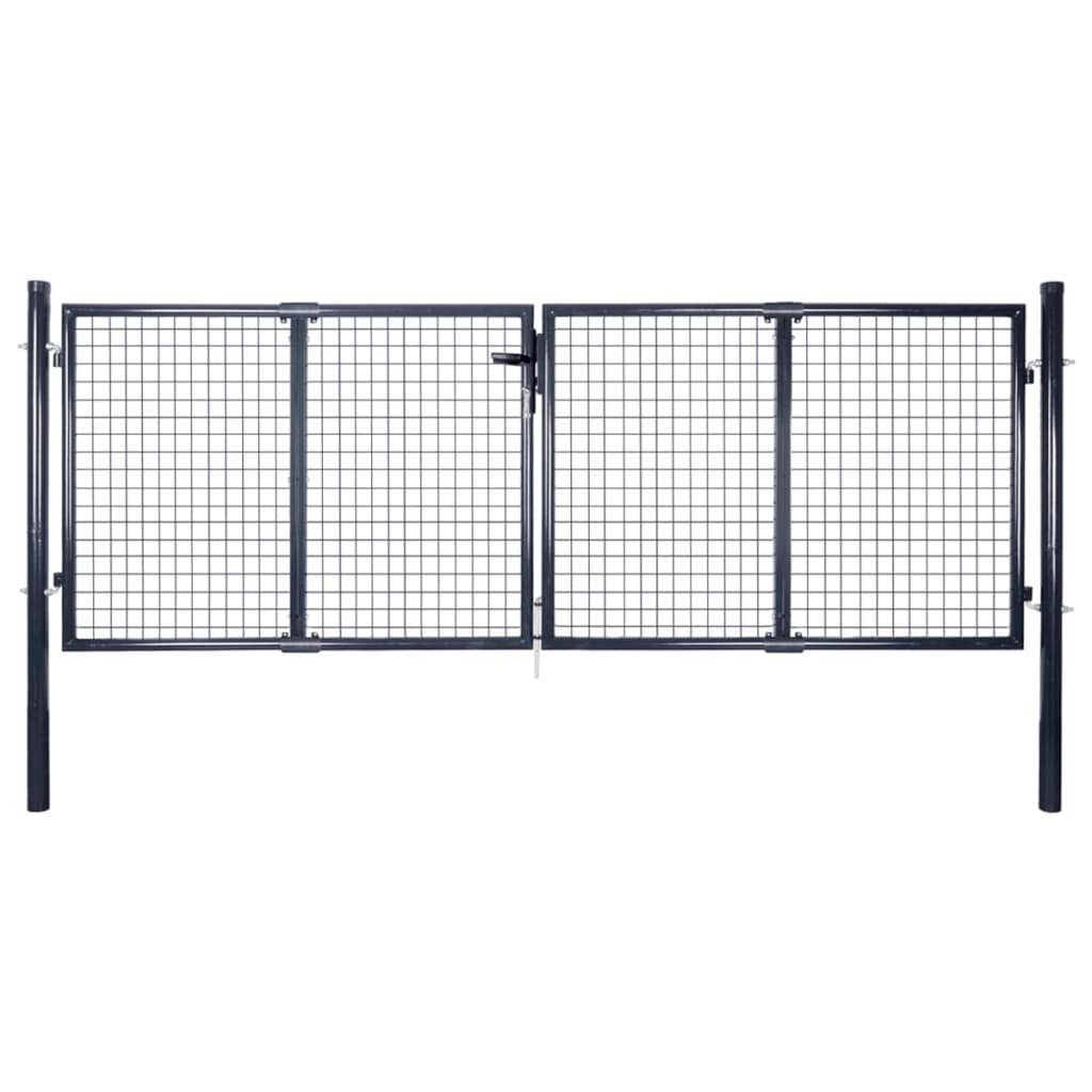vidaXL Gartentor Mesh-Gartentor Verzinkter Stahl 289 x 75 cm Grau