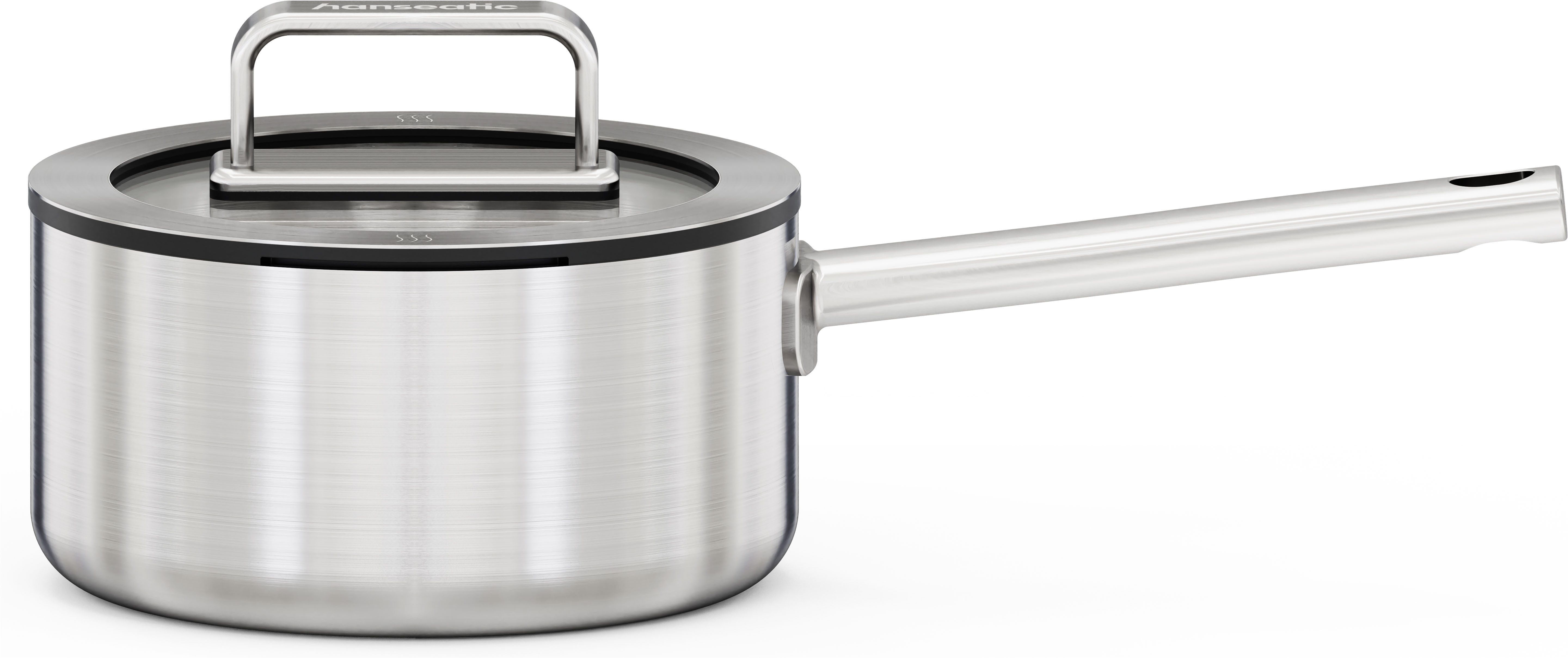 Hanseatic Kasserolle PREMIUM, Edelstahl (1-tlg), handfreundliche Griffe, Literskala, Glasdeckel, Induktion