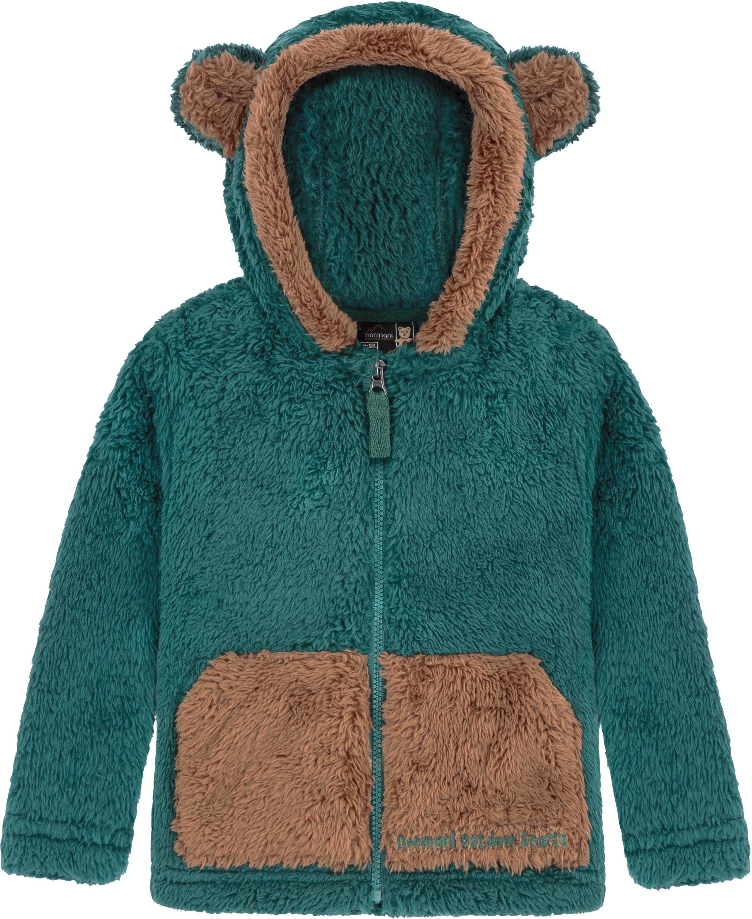normani Fleecejacke Kinder Teddy Jacke Barvas Winterjacke Übergangsjacke Sherpajacke mit Kapuze und Ohrem