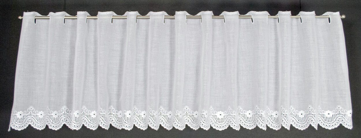 Gardinen Kranzusch Scheibengardine Blumen Abschluss (1 St), Stangendurchzug günstig online kaufen