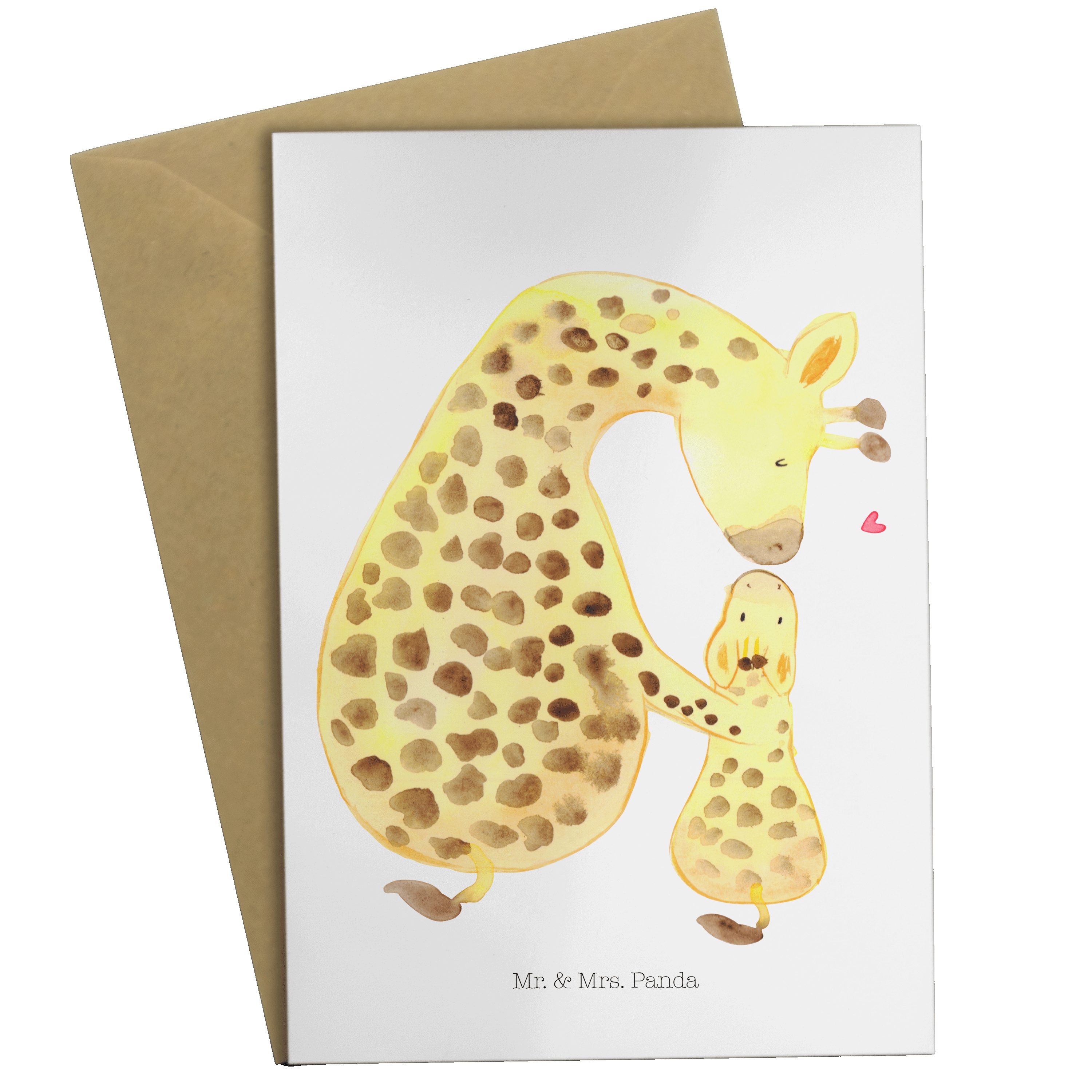 Mr. & Mrs. Panda Grußkarte Giraffe mit Kind - Weiß - Geschenk, Einladungskarte, Tochter, Karte