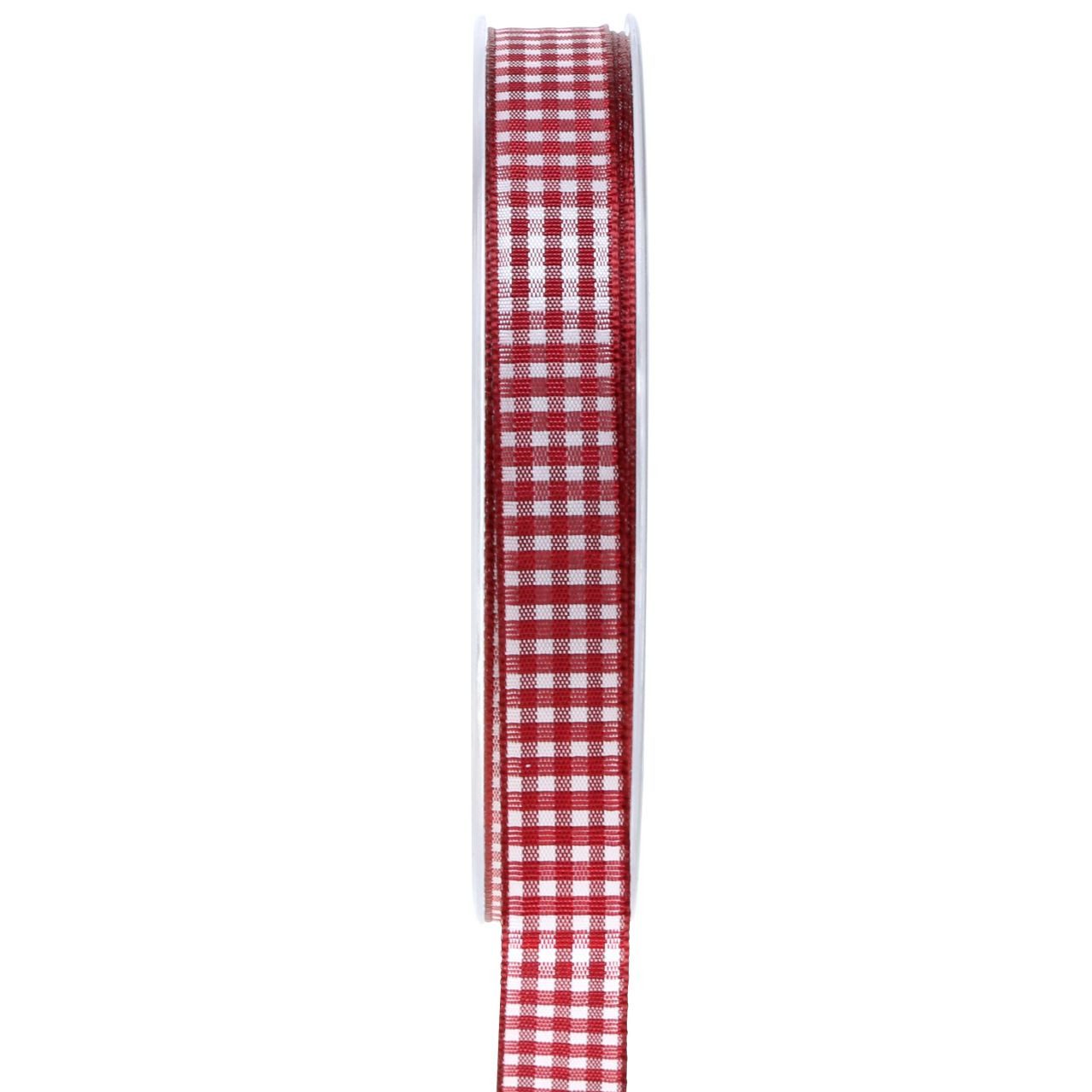 Dekoband Geschenkband Karo Bordeaux 15mm x 20m Dekoband Verpackungsband