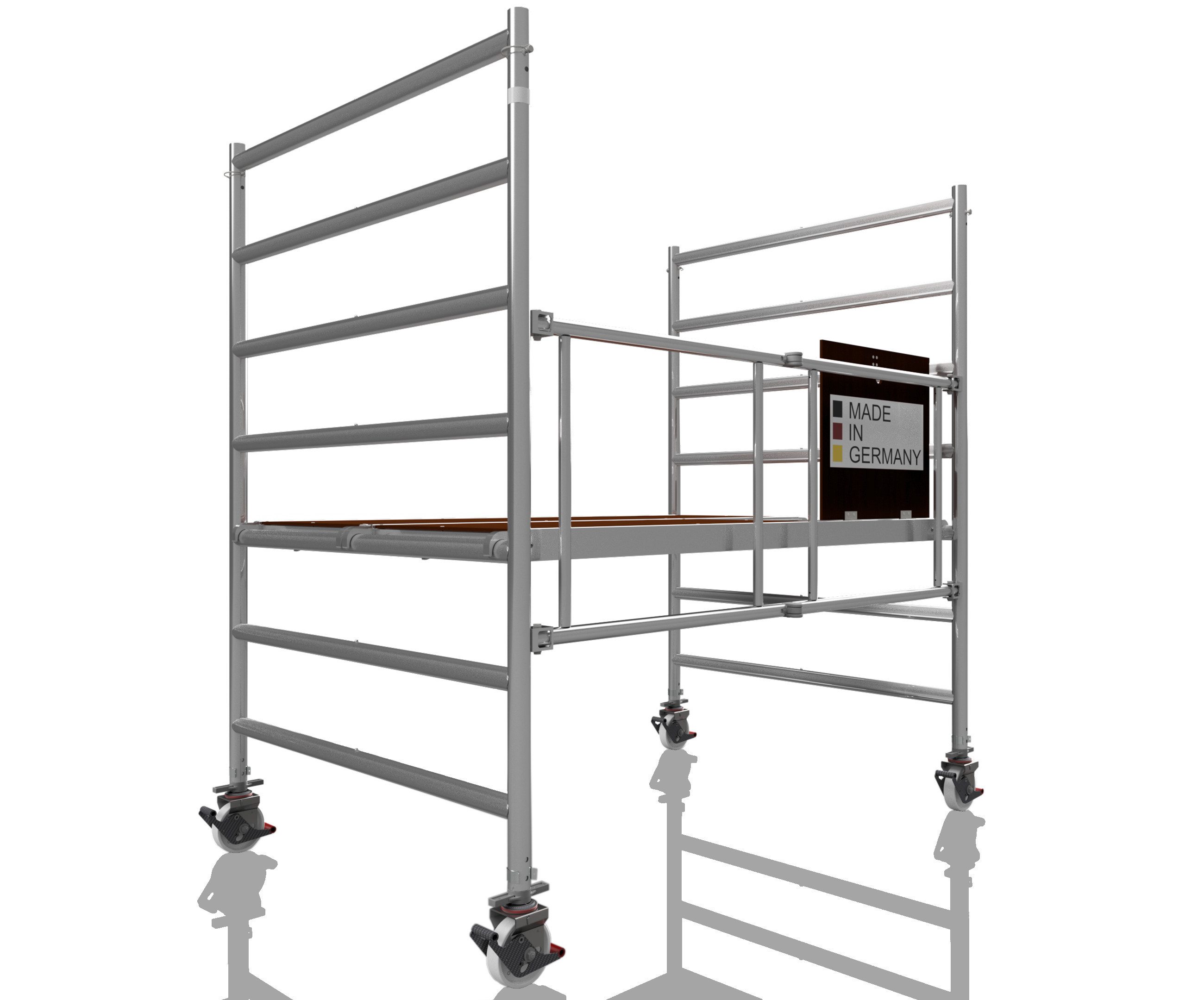 ALTEC Aluminium Klappgerüst AluKlik® XXL, 135cm breit, mit Ø150mm Rollen, höhenverstellbar, maximale Arbeitshöhe 14 Meter