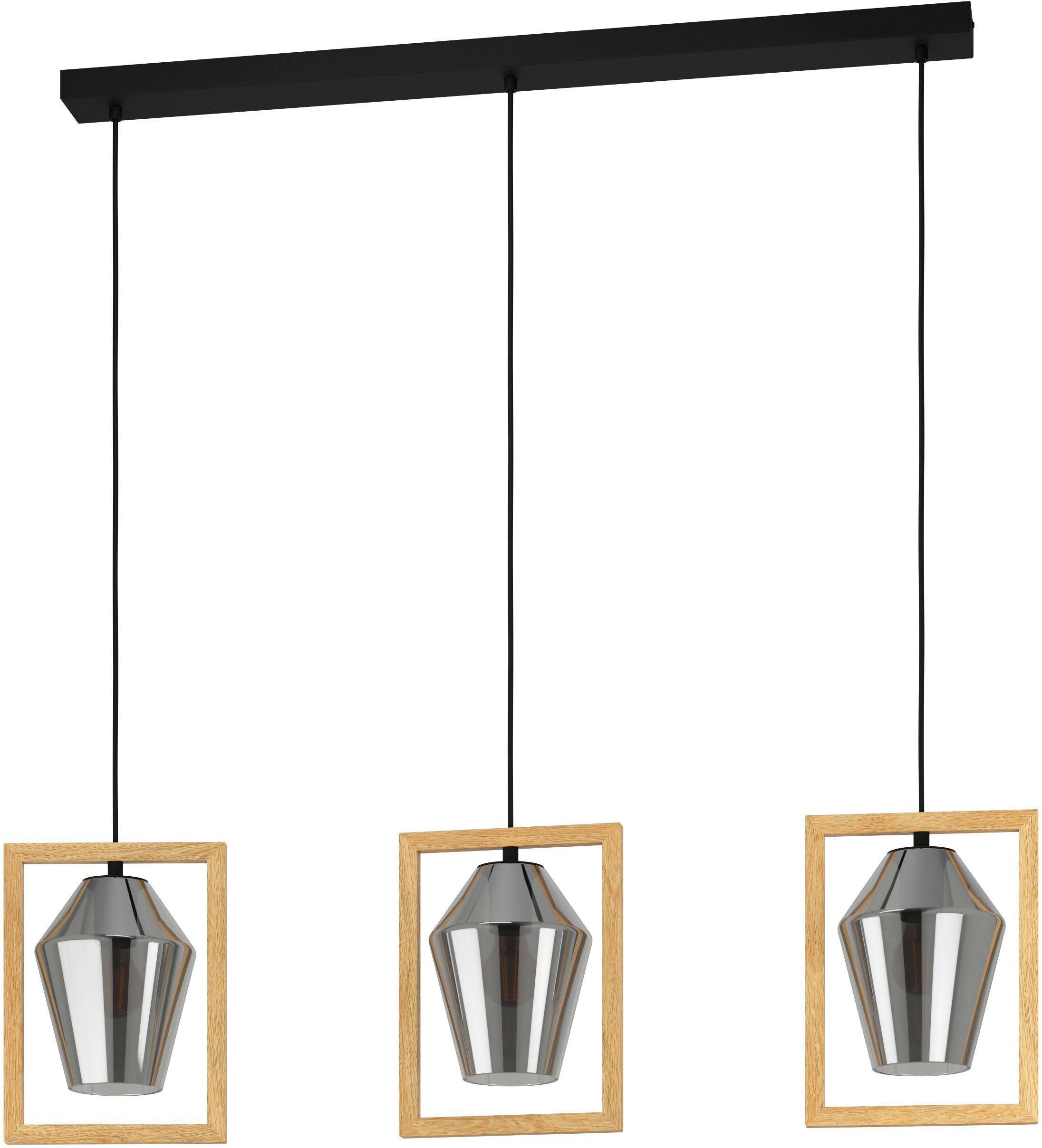 EGLO Hängeleuchte VIGLIONI, Leuchtmittel wechselbar, Holz schwarz - braun in aus Leuchtmittel, - 40W und Hängeleuchte ohne Stahl, exkl. E27