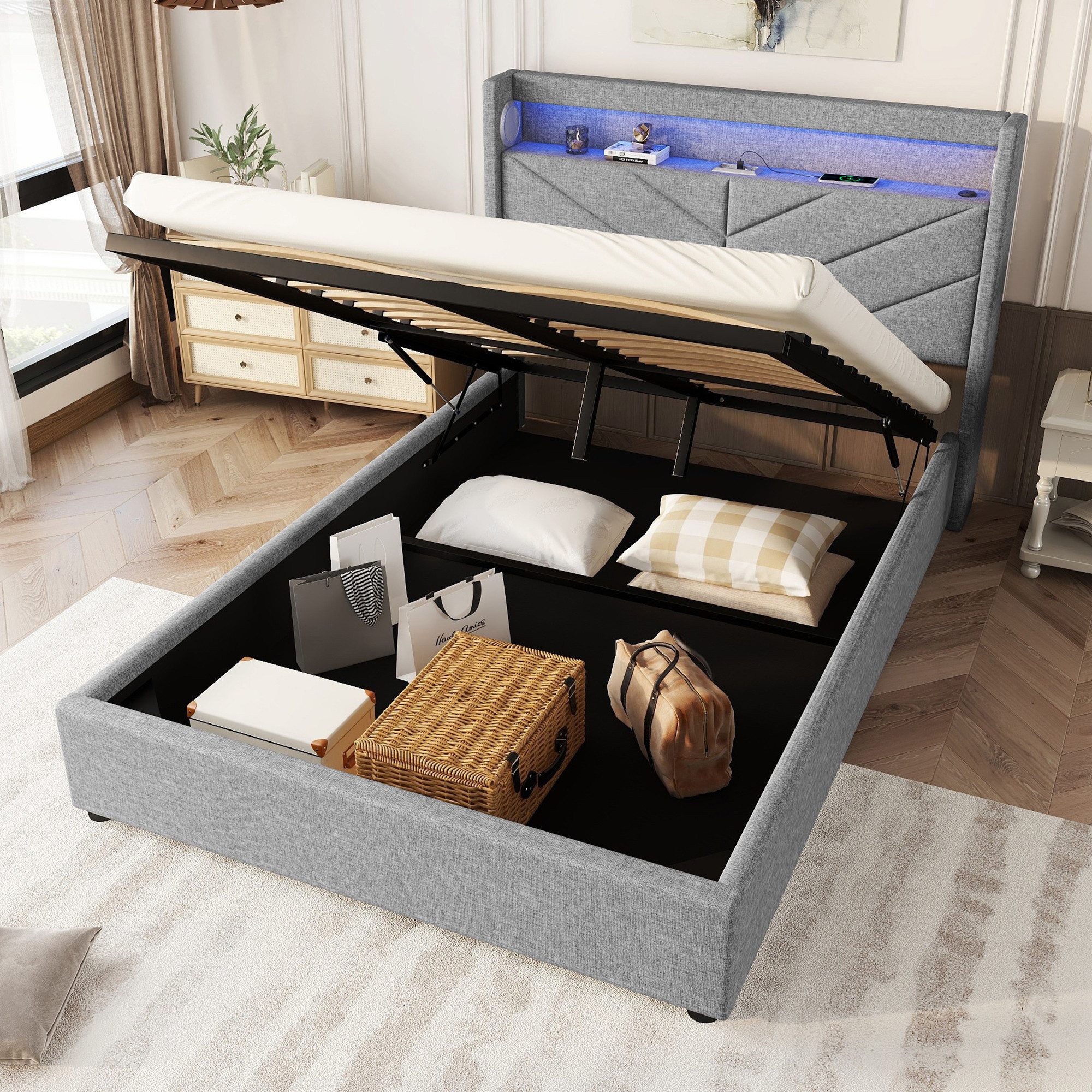 REDOM Polsterbett Funktionsbett Stauraumbett Doppelbett Kinderbett günstig online kaufen