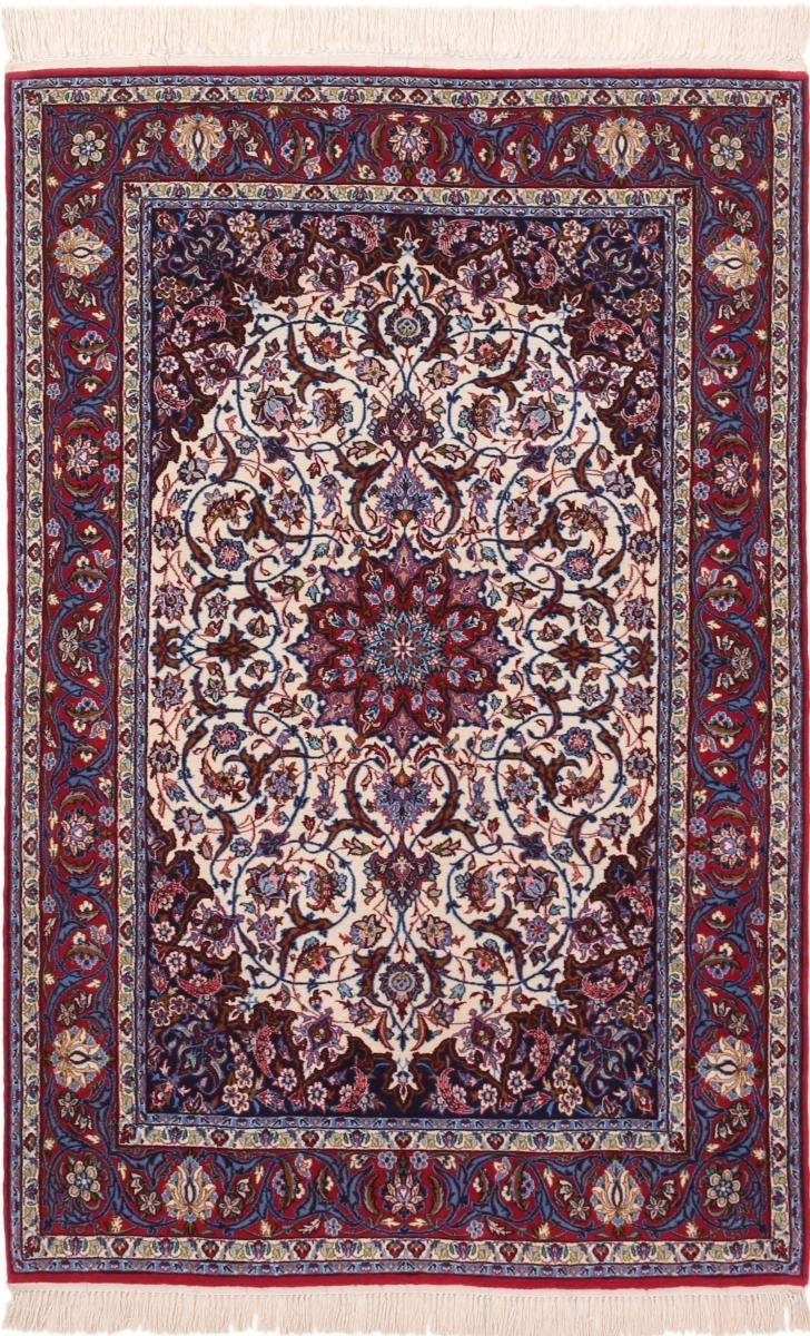 Orientteppich Isfahan Seidenkette 103x164 Handgeknüpfter Orientteppich, Nain Trading, rechteckig, Höhe: 6 mm | Kurzflor-Teppiche