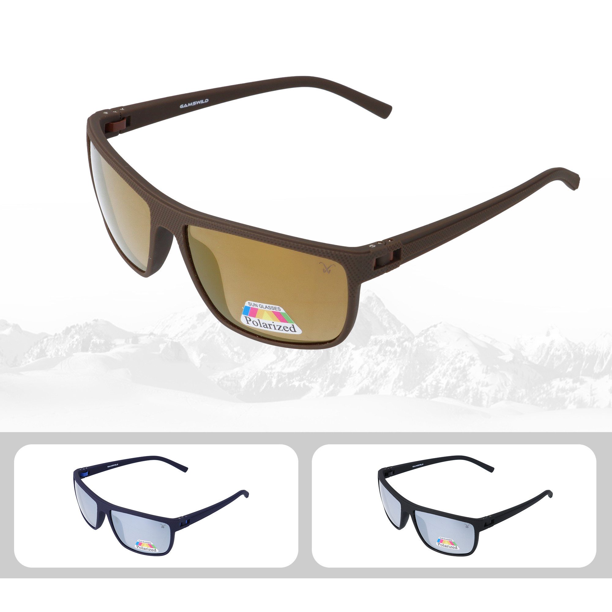 Gamswild Sonnenbrille UV400 GAMSSTYLE Modebrille polarisierte Gläser Damen Herren Unisex Modell WM3030 in blau, schwarz-grau, braun