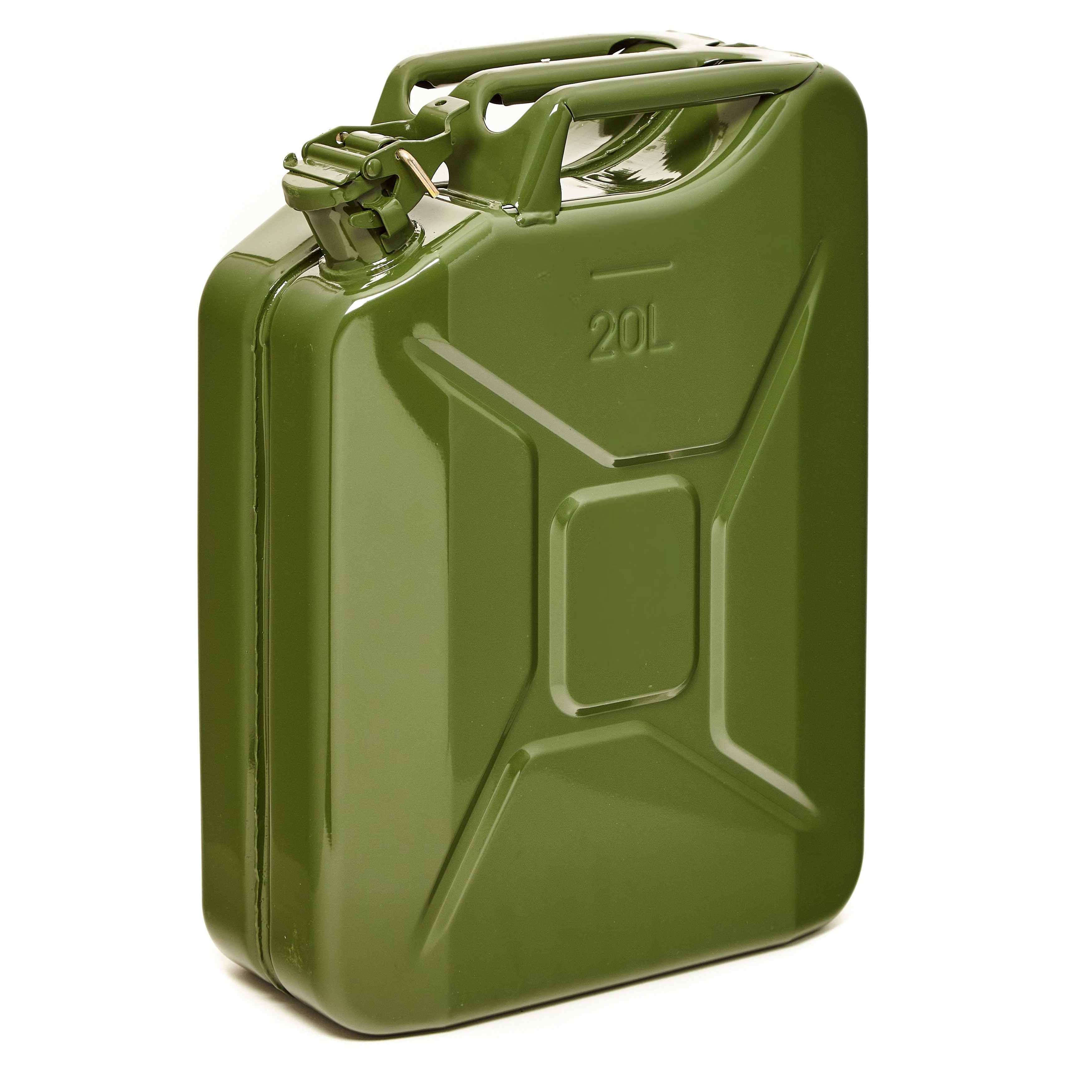 BW Benzinkanister Metall Kraftstoffkanister 20 Liter (nach NATO Standard, Made in Europe), TÜV-geprüft und UN-Zulassung