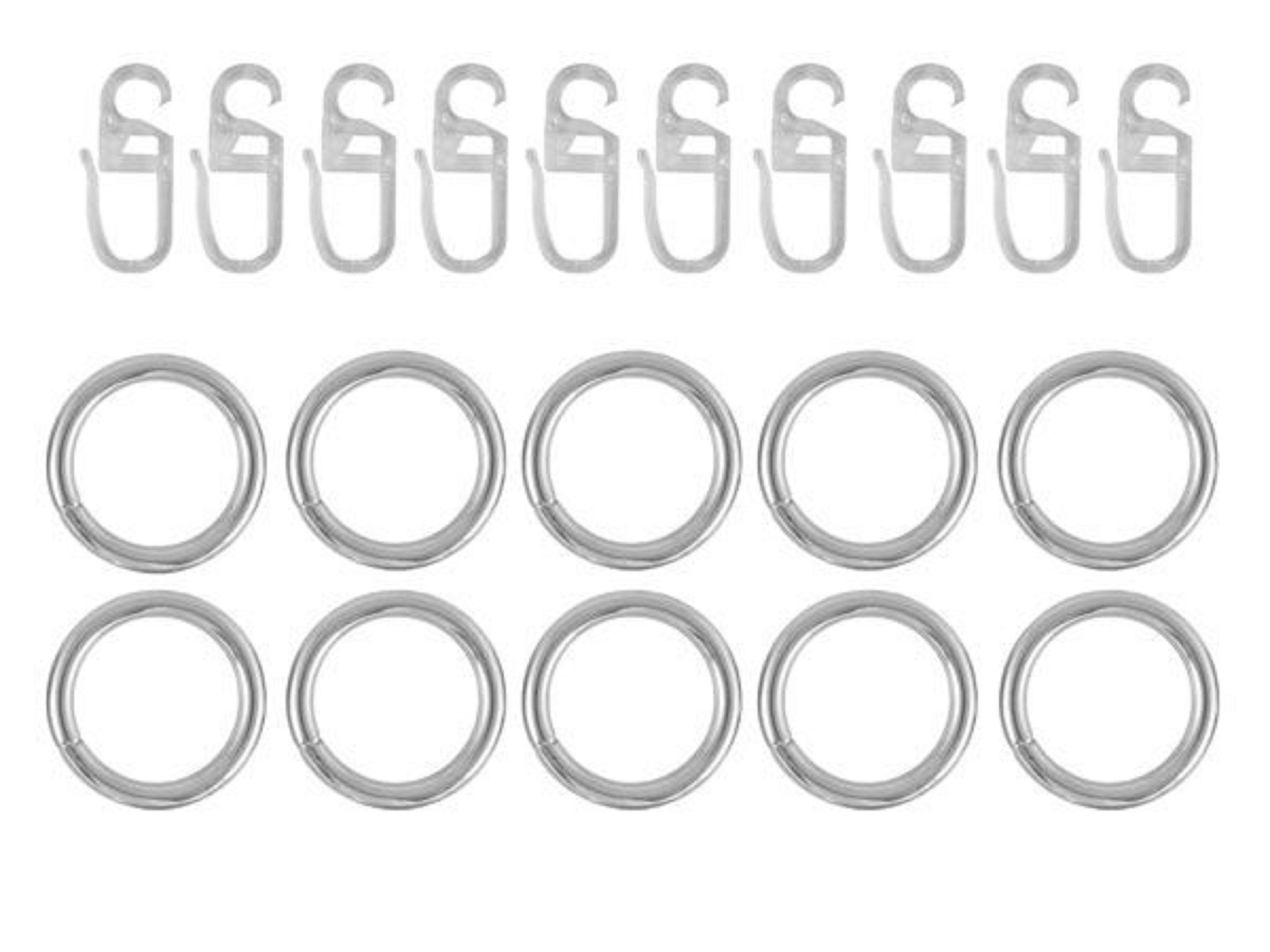 Gardinenring + Ringe Faltenlegehaken Faltenlegehaken), 10 Vorhänge, Edelstahl-Optik Gardinenring Stück, 10 Gardinenstangen, Dekobase, (Set, Gardinen, 10