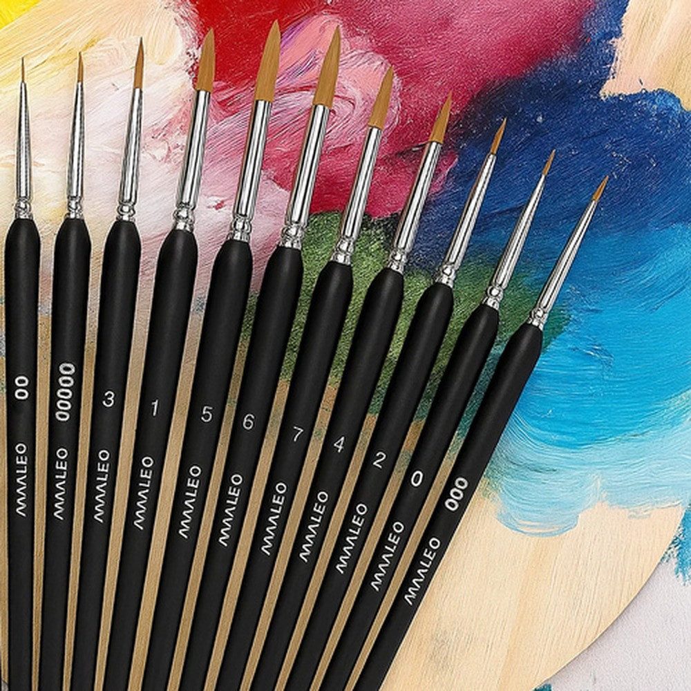 MAALEO Malpinsel Nylon-Malpinsel Künstlerpinsel, (Spar-Set, 11 St., mit Pinselhalter), perfekt geeignet für Acryl-, Aquarell- und Gouache-Malerei – Bild 5 von 5
