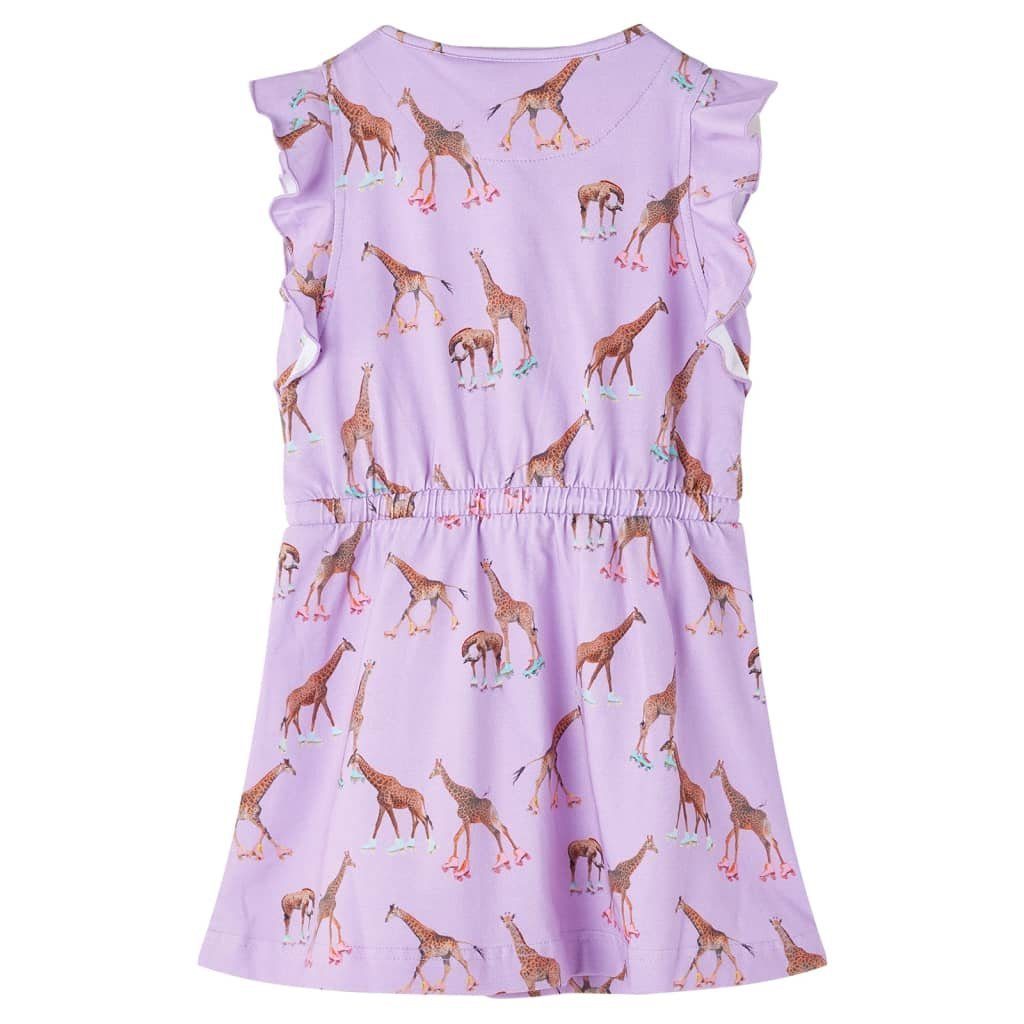 Lila Rüschenärmeln 140 Taillenband Giraffen-Motiv Kinderkleid mit A-Linien-Kleid vidaXL und