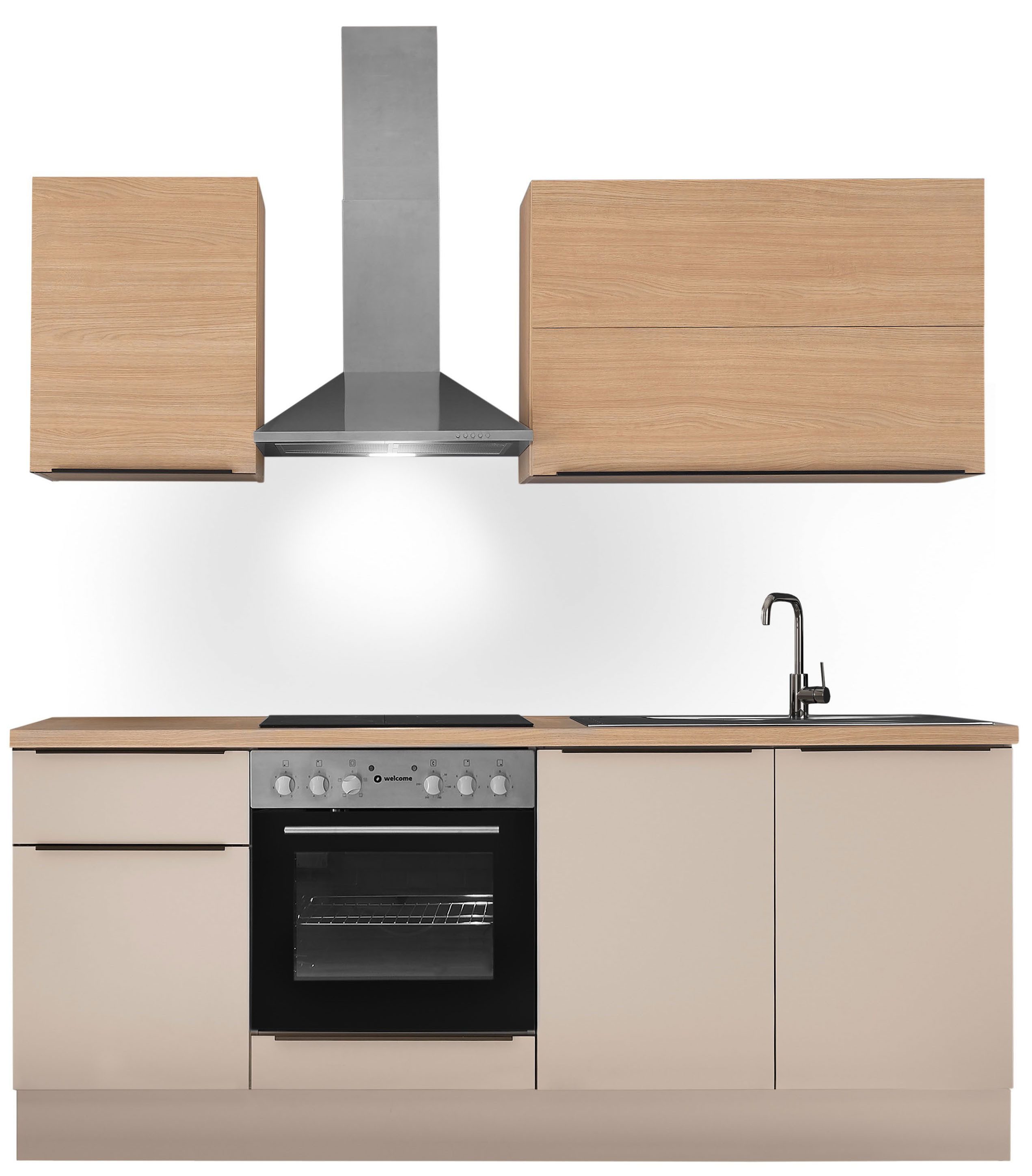 KOCHSTATION Küchenzeile Cocco B/H/T 210x211x60 cm, Breite 210 cm, wahlweise mit E-Geräten und Induktion