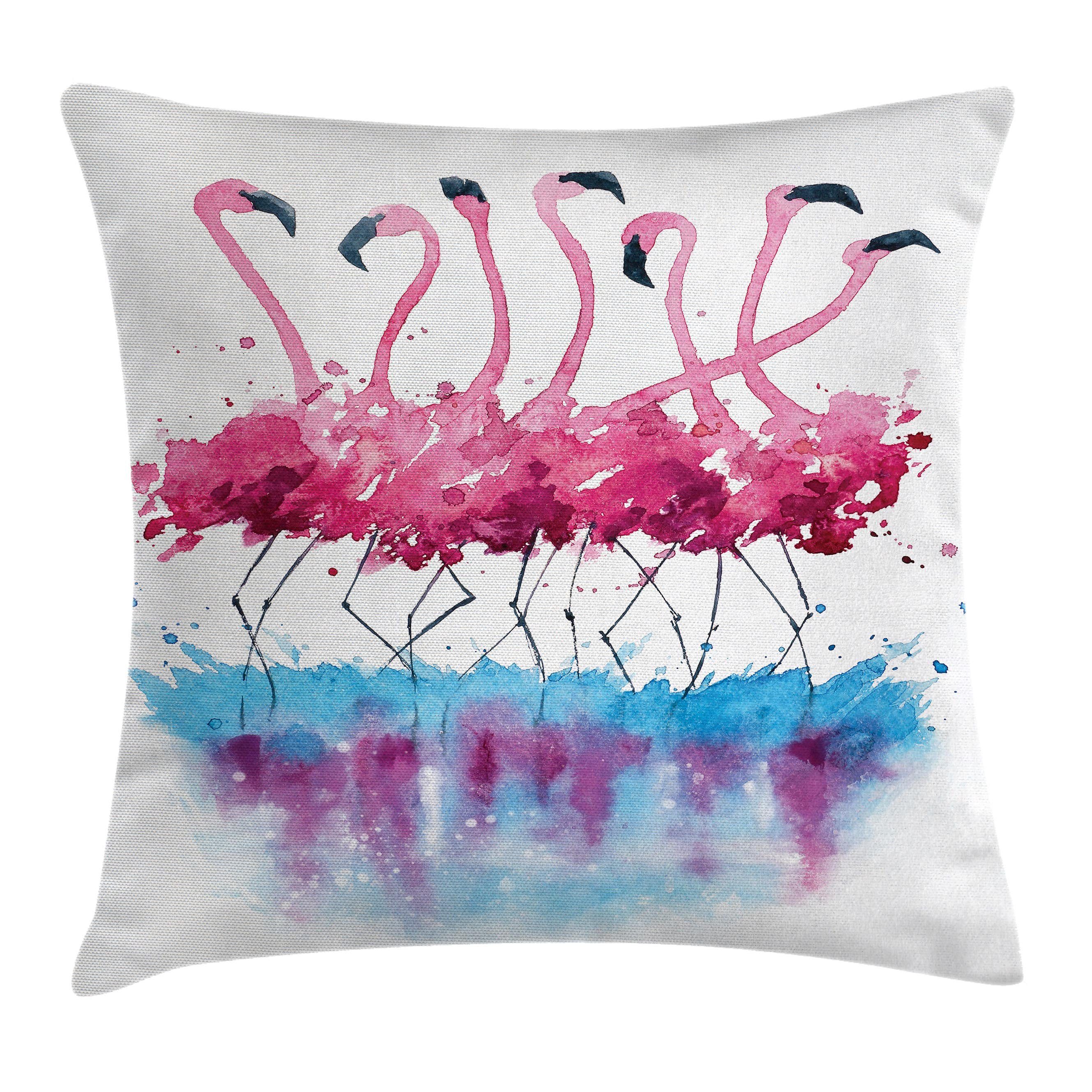 Flamingo Farben Beidseitiger Klaren Abakuhaus Reißverschluss and Stück), Waschbar mit Druck, mit (1 Flamingo Bird Kissenbezüge Kissenhülle Farbfesten