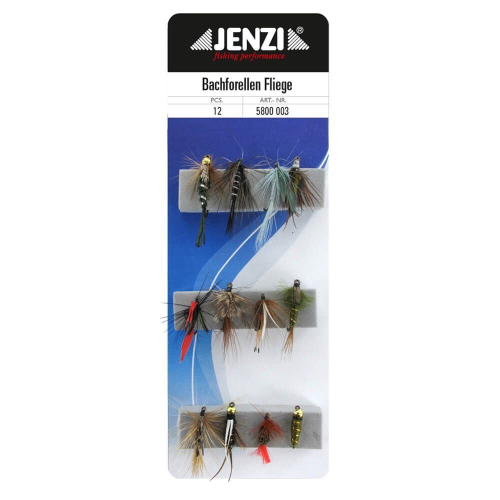 Kunstköder Jenzi Insektenimitate Fliegenset Bachforellen-Fliegen 12Stk.