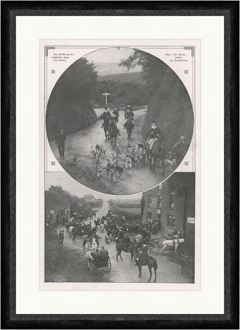 Kunstdruck Zur Eröffnung der englischen Jagdreit-Saison 1909 Hunde F_Vintage 0024, (1 St)