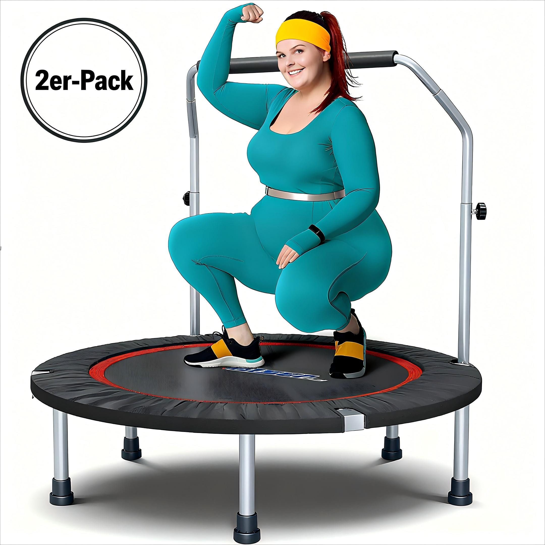 POPOLIC Fitnesstrampolin 121cm Stummes faltbares Trampolin,Übungs Fitness Trampolin, (2 tlg., für Kinder Erwachsene Innen-/Garten -Training Maxe Ladung 400 lbs), Fitness -Rebounder Trampolin Bonus Tragbeutel Mini Trampolin