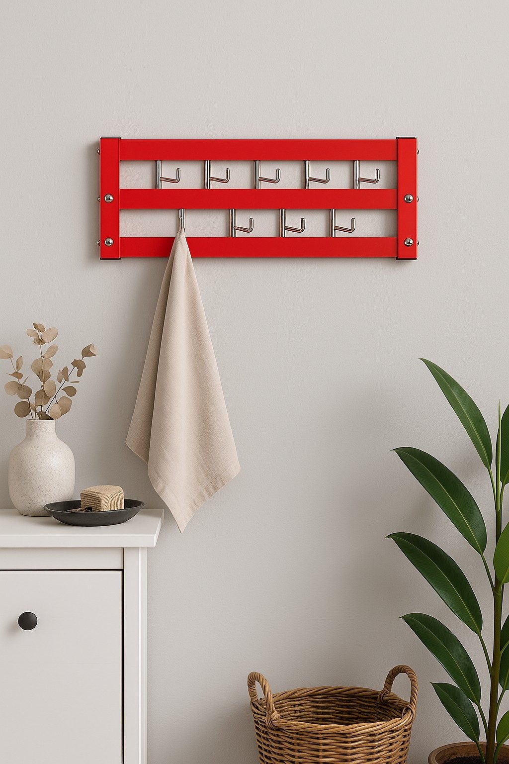 moebel-direkt-online Wandgarderobe Aus Metall mit insgesamt 13 chromfarbenen Metallhaken