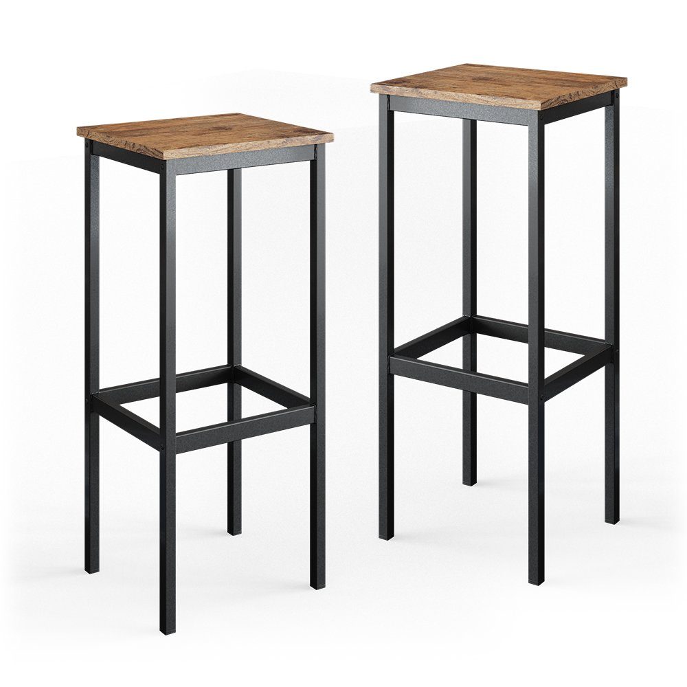 Vicco Barhocker Fyrk, Eiche rustikal/Schwarz, 32 x 78 cm 2 Teile (2-er Set, 2 St., 2-er Set), mit Fussstütze