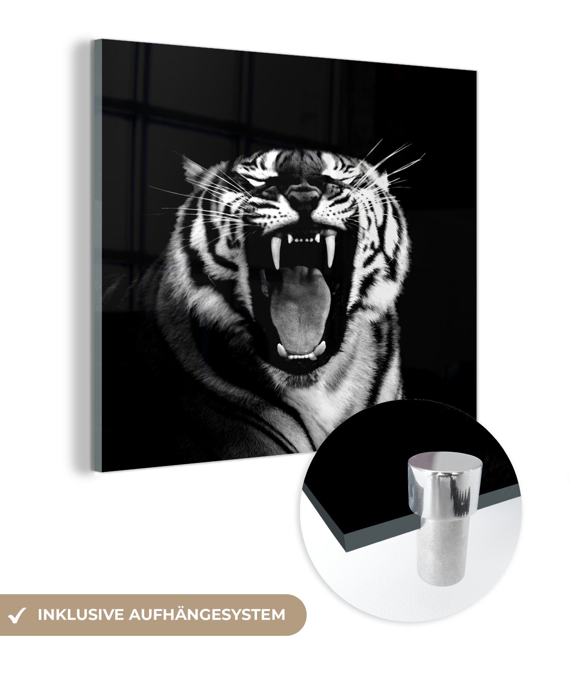 Acrylglasbild Tiger - Muster - Schwarz - Weiß
