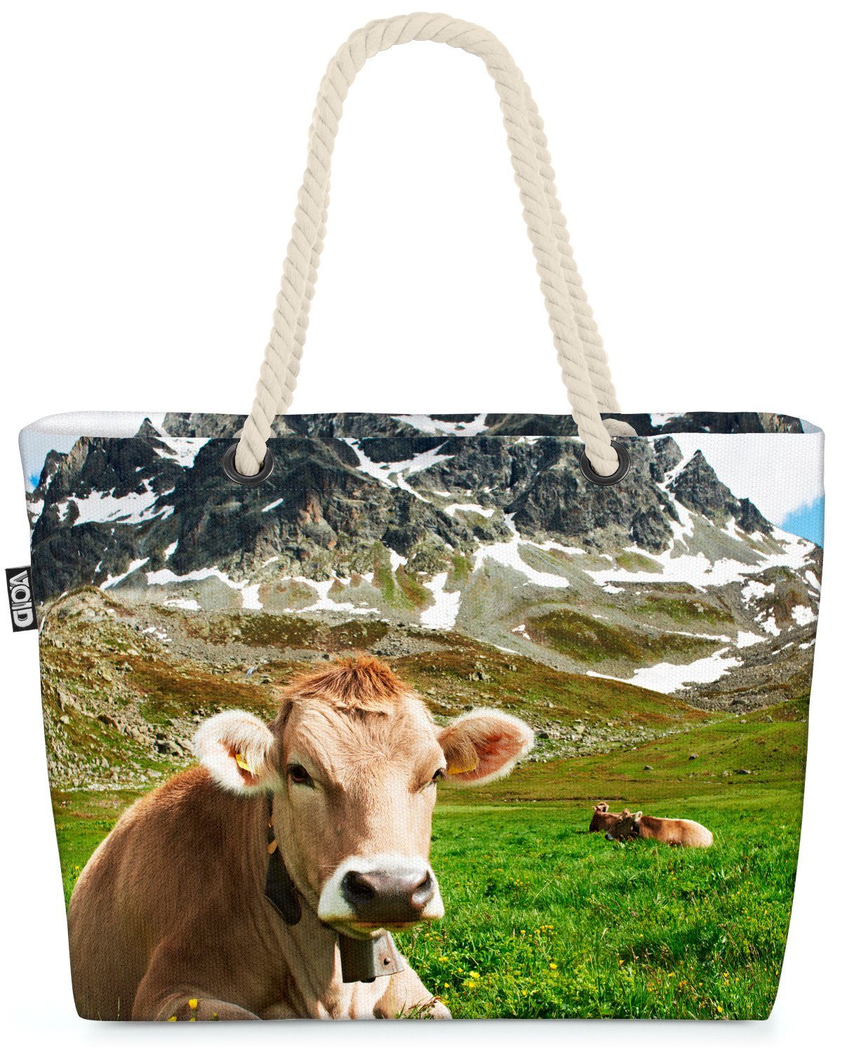 VOID Strandtasche (1-tlg), Kühe Weide Berge Kuh Alpen Kühe Österreich Berge Milchkuh Weide Lands