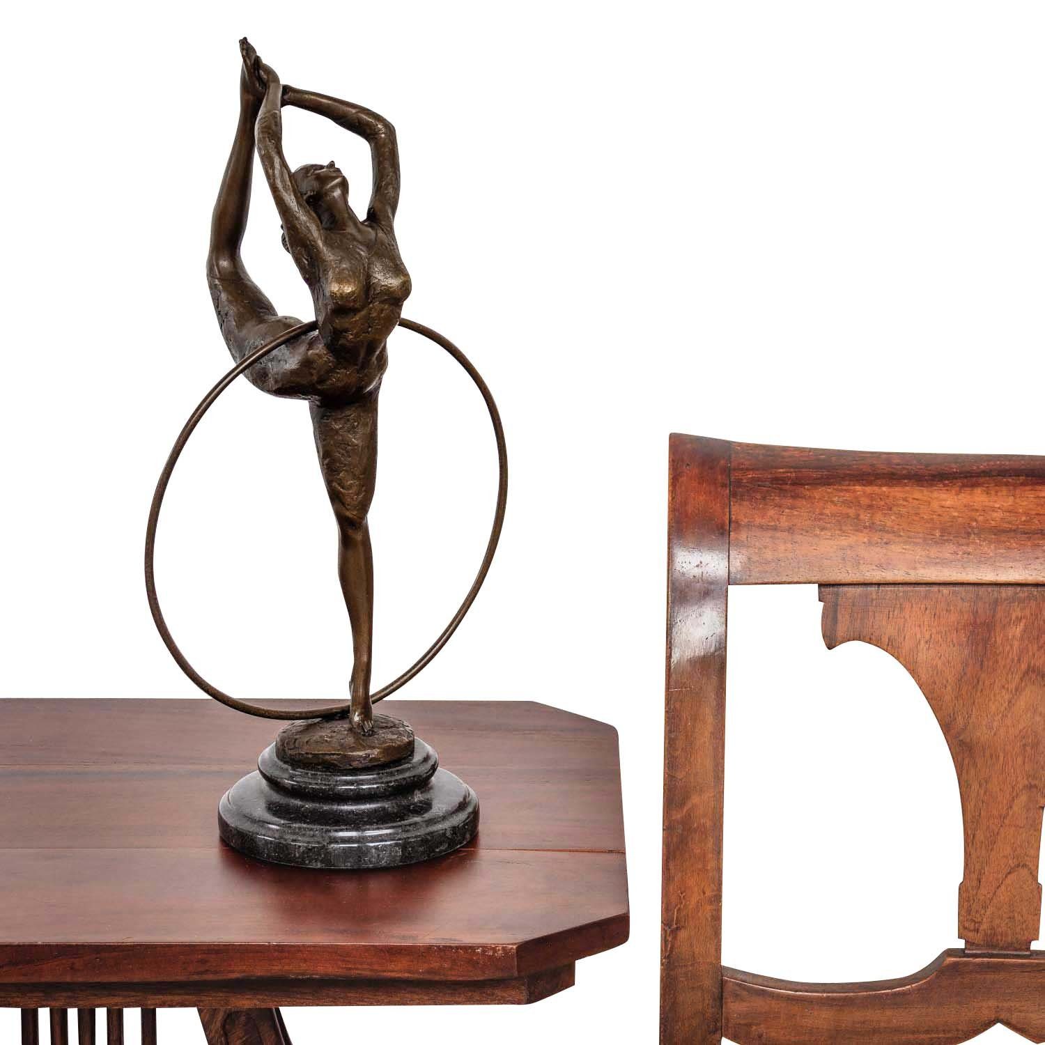 Aubaho Skulptur Bronzeskulptur Frau im Ring Figur Bronze Sport Sta Antik-Stil Tänzerin
