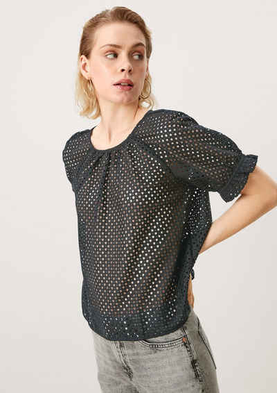 Q/S by s.Oliver Kurzarmbluse Bluse mit Lochmuster