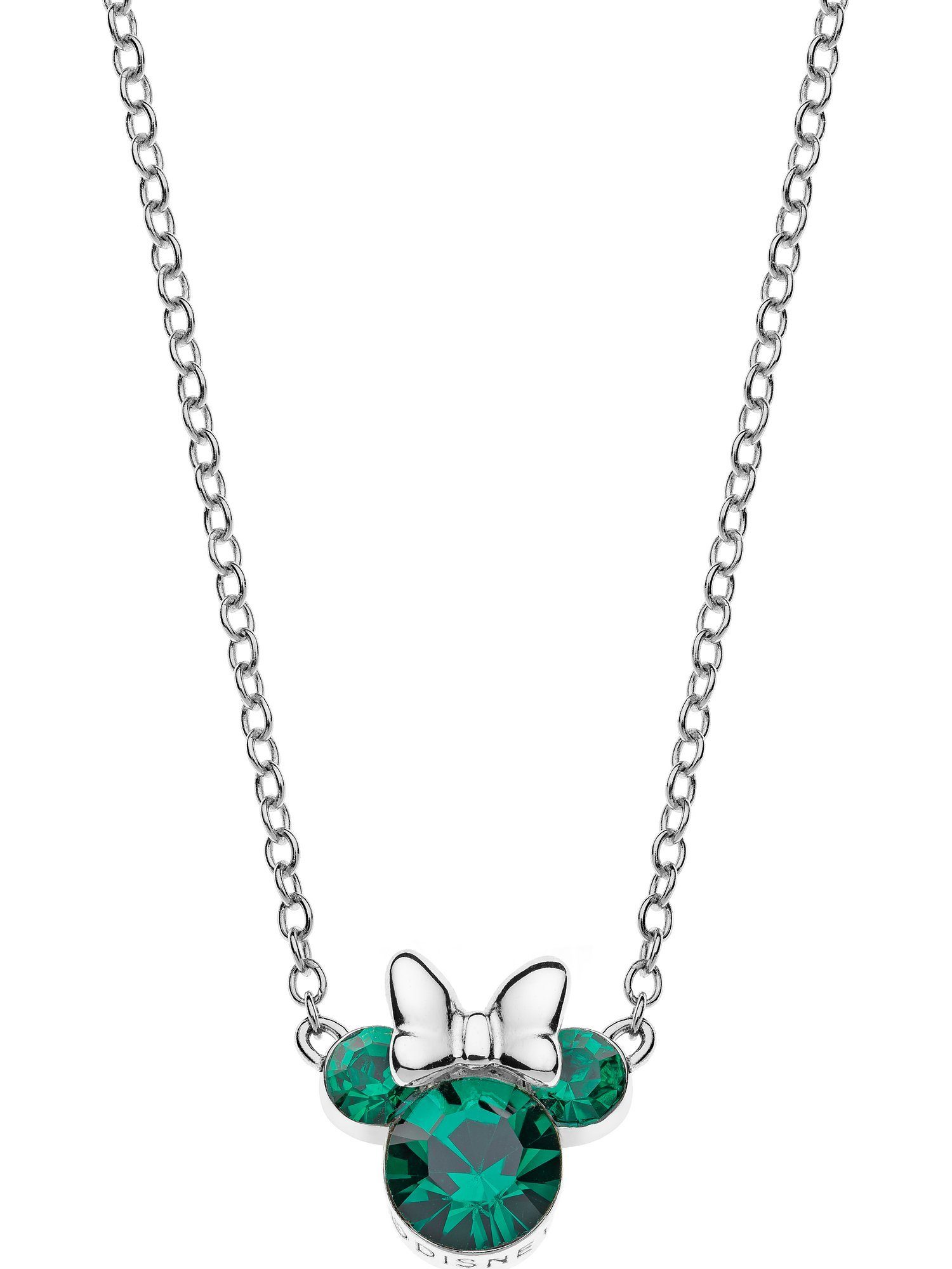 DISNEY Jewelry Collier Disney Mädchen-Kinderkette 925er Silber 1 Kristall dunkelgrün