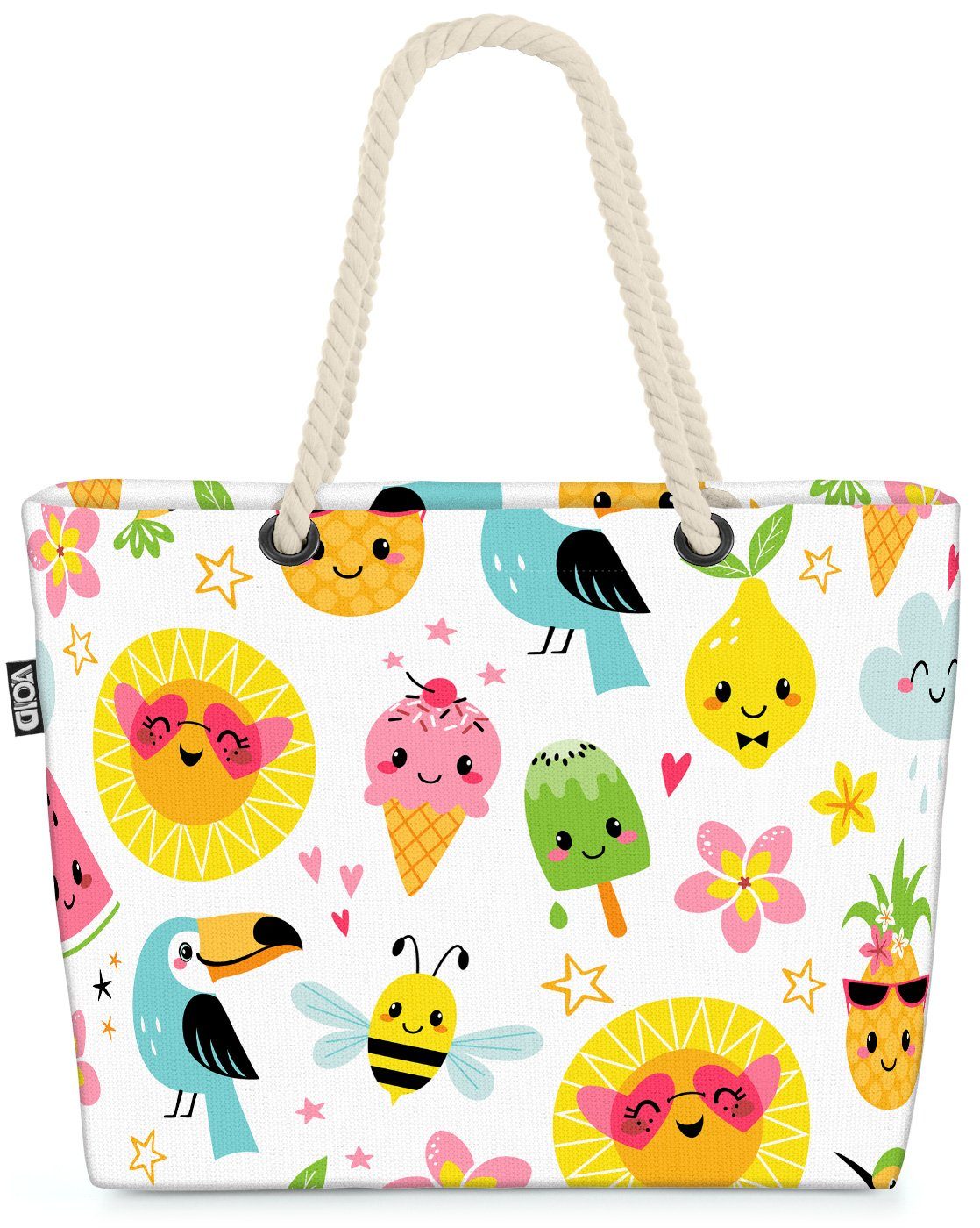 VOID Strandtasche (1-tlg), Tukan Melone Party Beach Bag Sommer-Party Sonne Strand Pool Tukan Kinder Biene