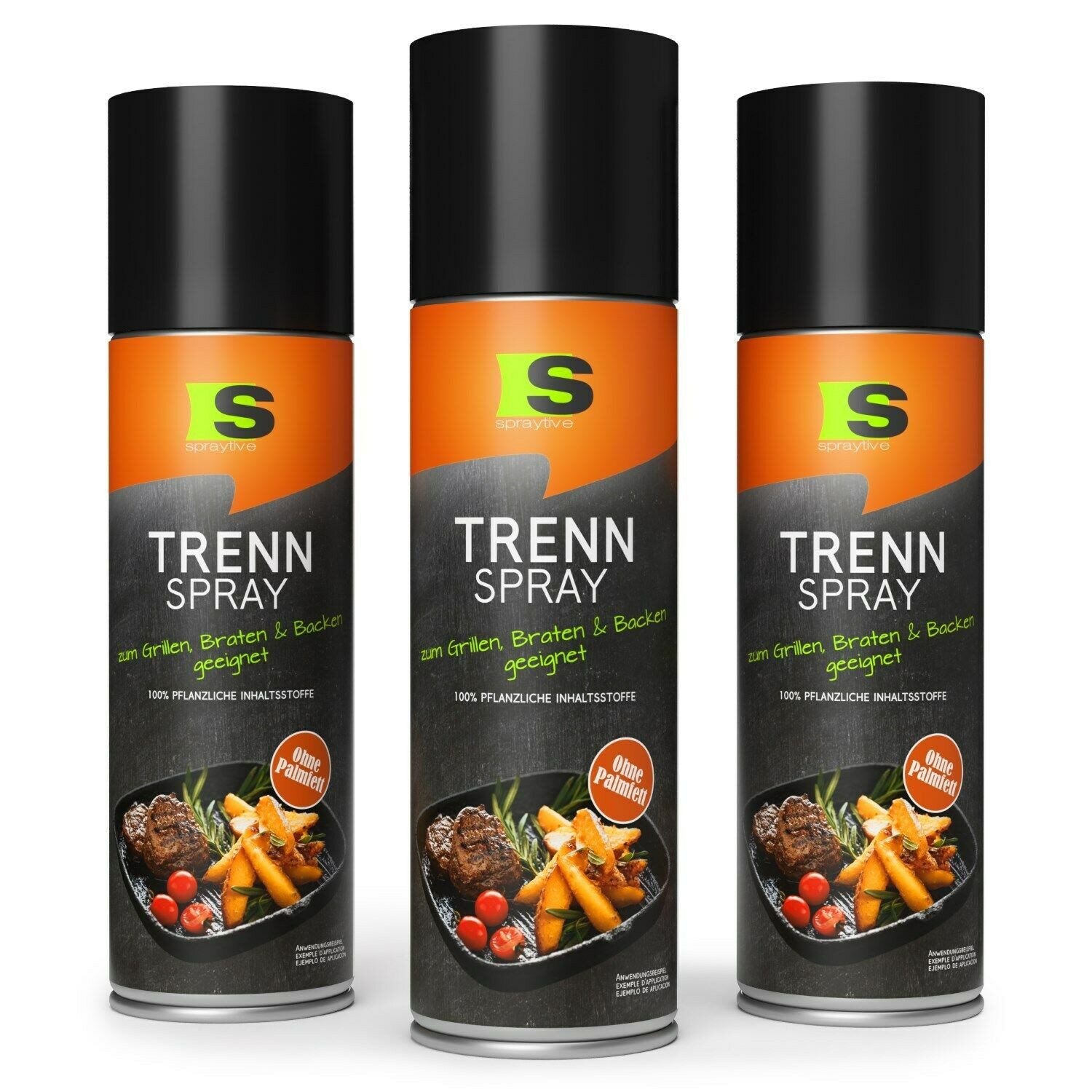 Spraytive Speiseöl 3x 400ml BBQ Trennspray - Antihaftspray zum Grillen, Braten & Backen, (Sparset, 3x 400ml), Made in Germany